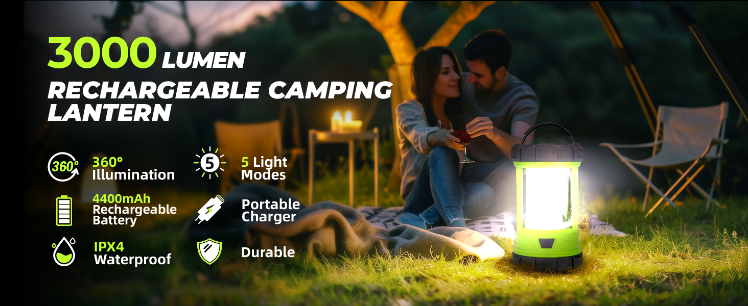 Camping Lantern 3000LM, LED Lanterns for Power Outages with
