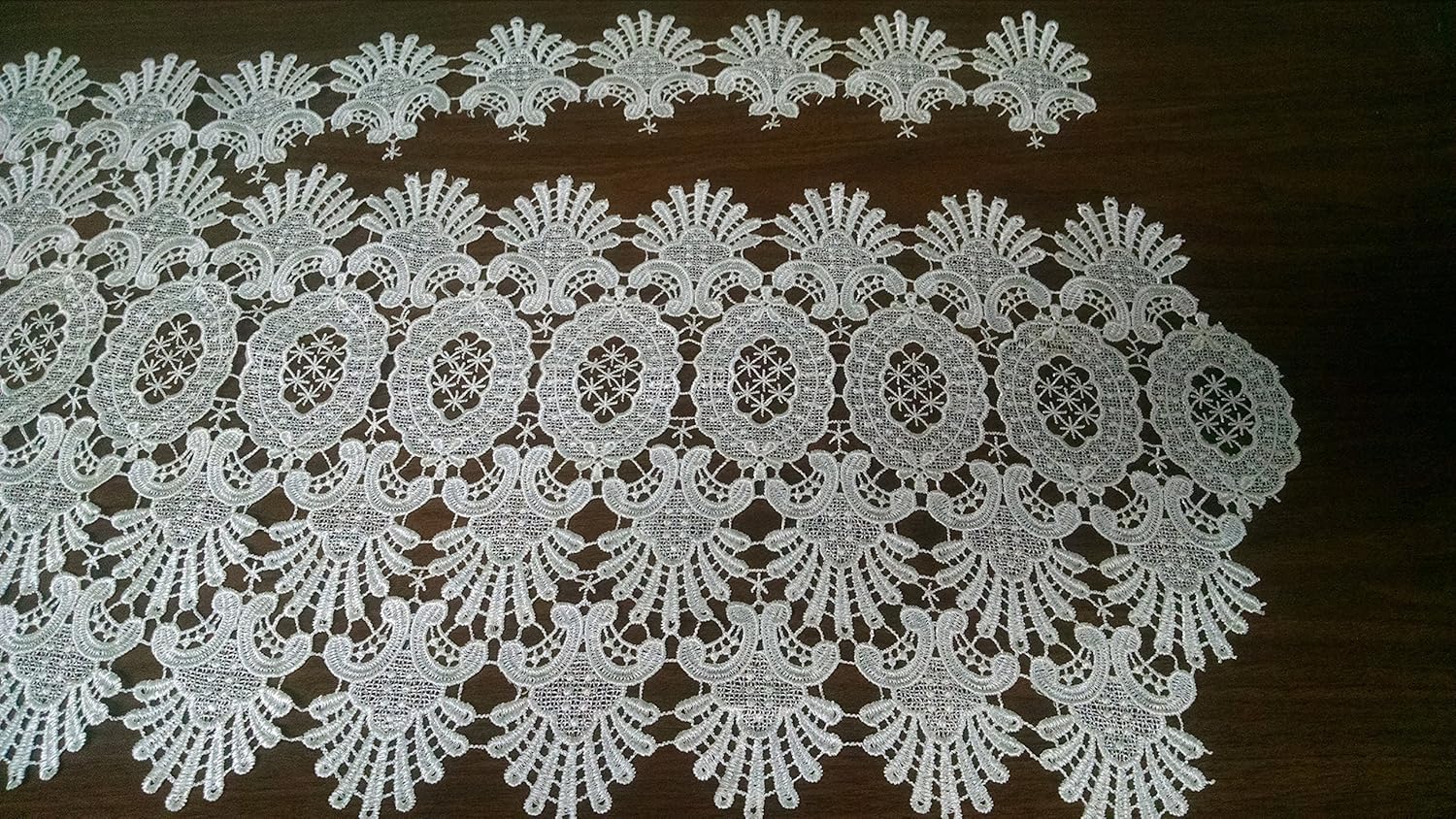 Table Runner Narrow in Ivory Victorian Lace Size 10 x 48 inches Handmade