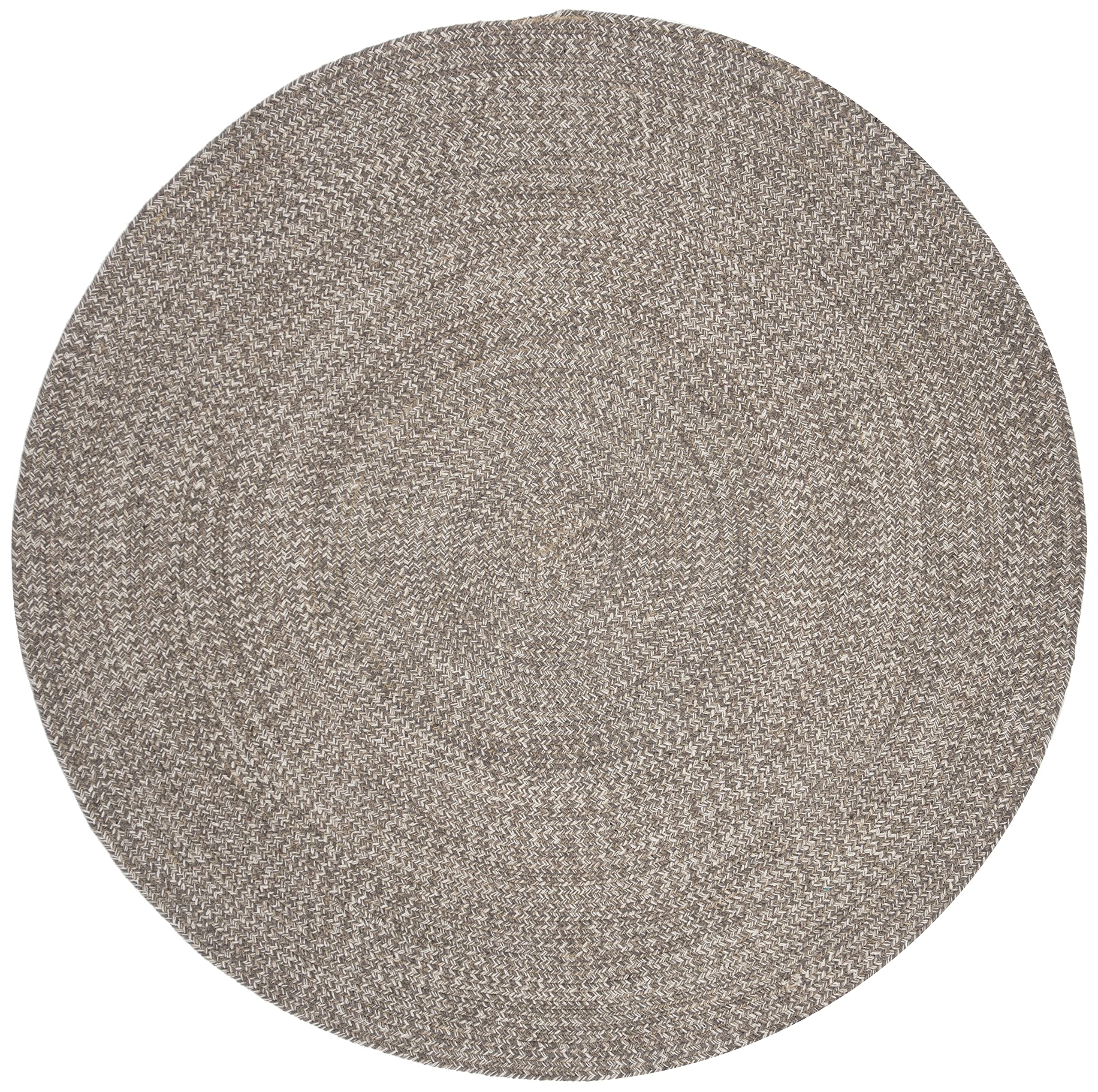 SAFAVIEH Braided Collection Area Rug - 5' Round, Ivory & Beige, Handmade Country Rustic Farmhouse Reversible Cotton, Ideal for High Traffic Areas in Living Room, Bedroom (BRD256B)