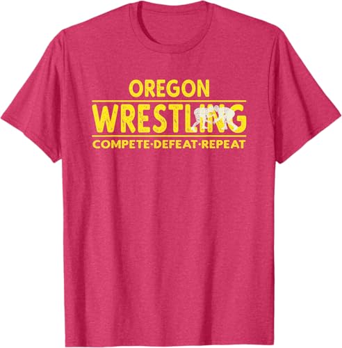 Miniatura 29 de Oregon Wrestling - Compete, Defeat, Repeat T-Shirt Negro,Azul Marino,Asfalto,Blanco,Azul Pastel,Arándano,Rojo,Verde Bosque,Verde Kelly,Verde