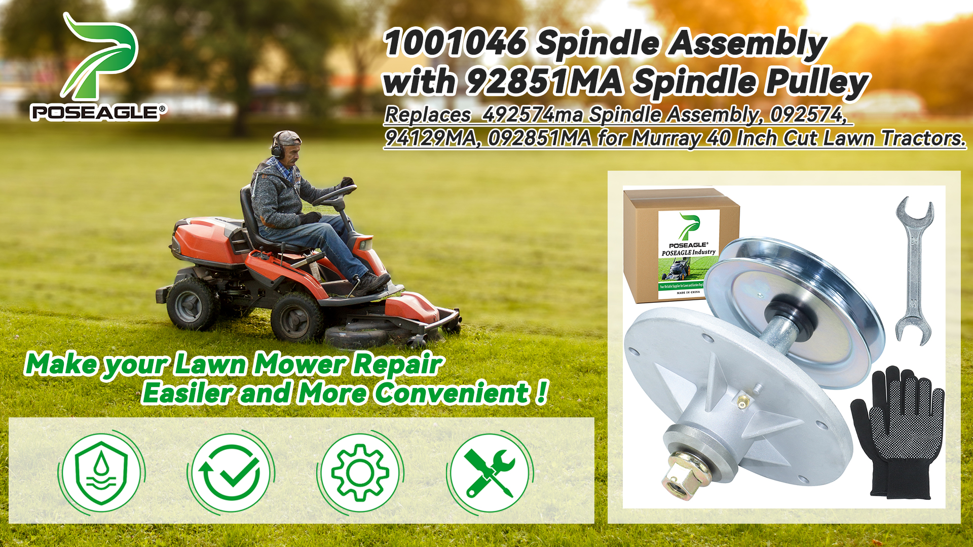 maoページ Amazon.com : POSEAGLE Pre-Greased 1001046 Spindle Assembly