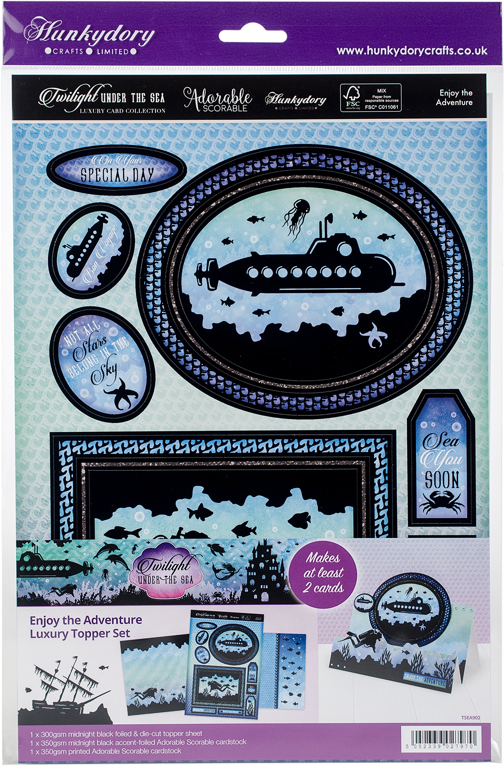 Hunkydory Crafts Enjoy The Adventure Twilight Under The Sea A4 Topper Set, Multicolor