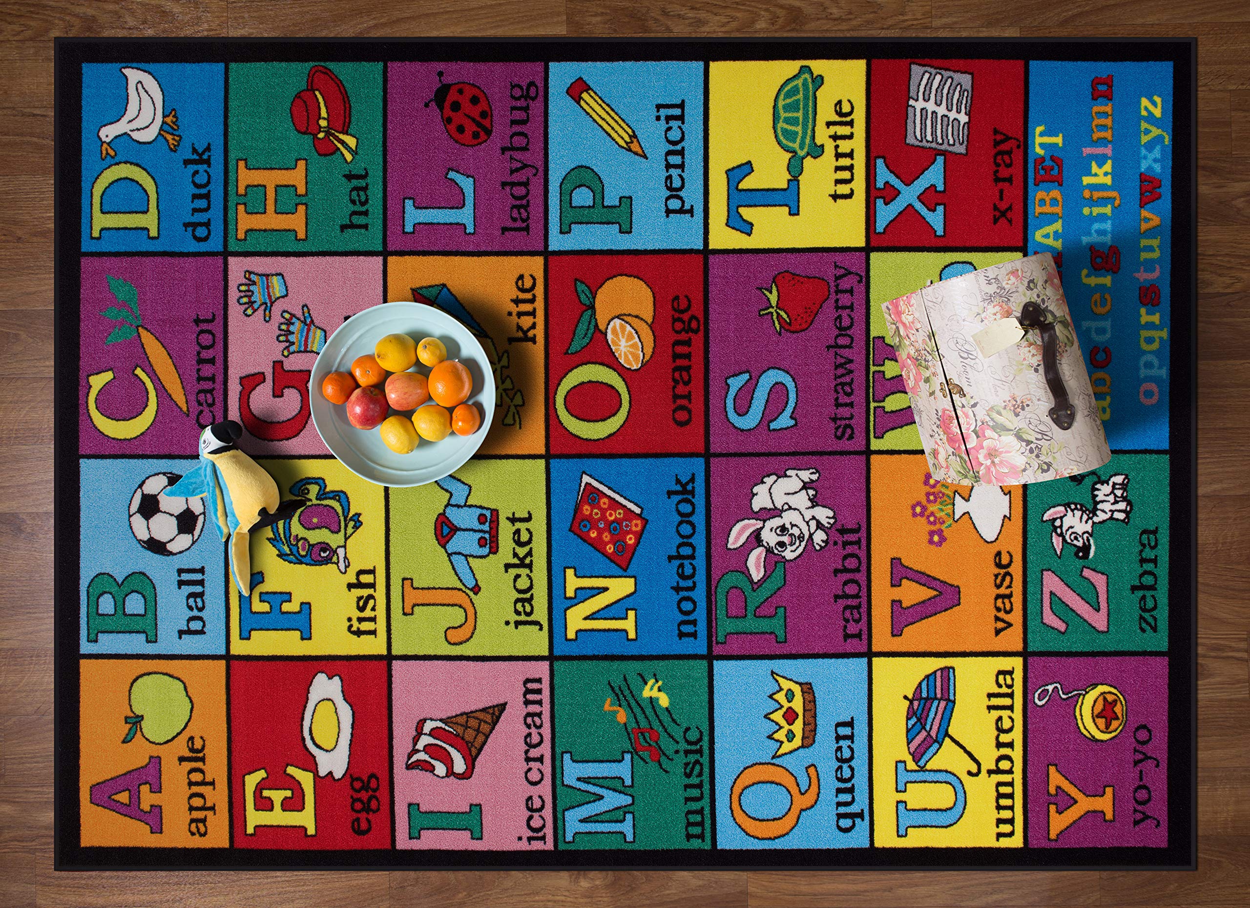 Rugshop Kids Educational Learning Alphabet Non Skid (Non Slip) Area Rug 3'3" x 4'7" Multi