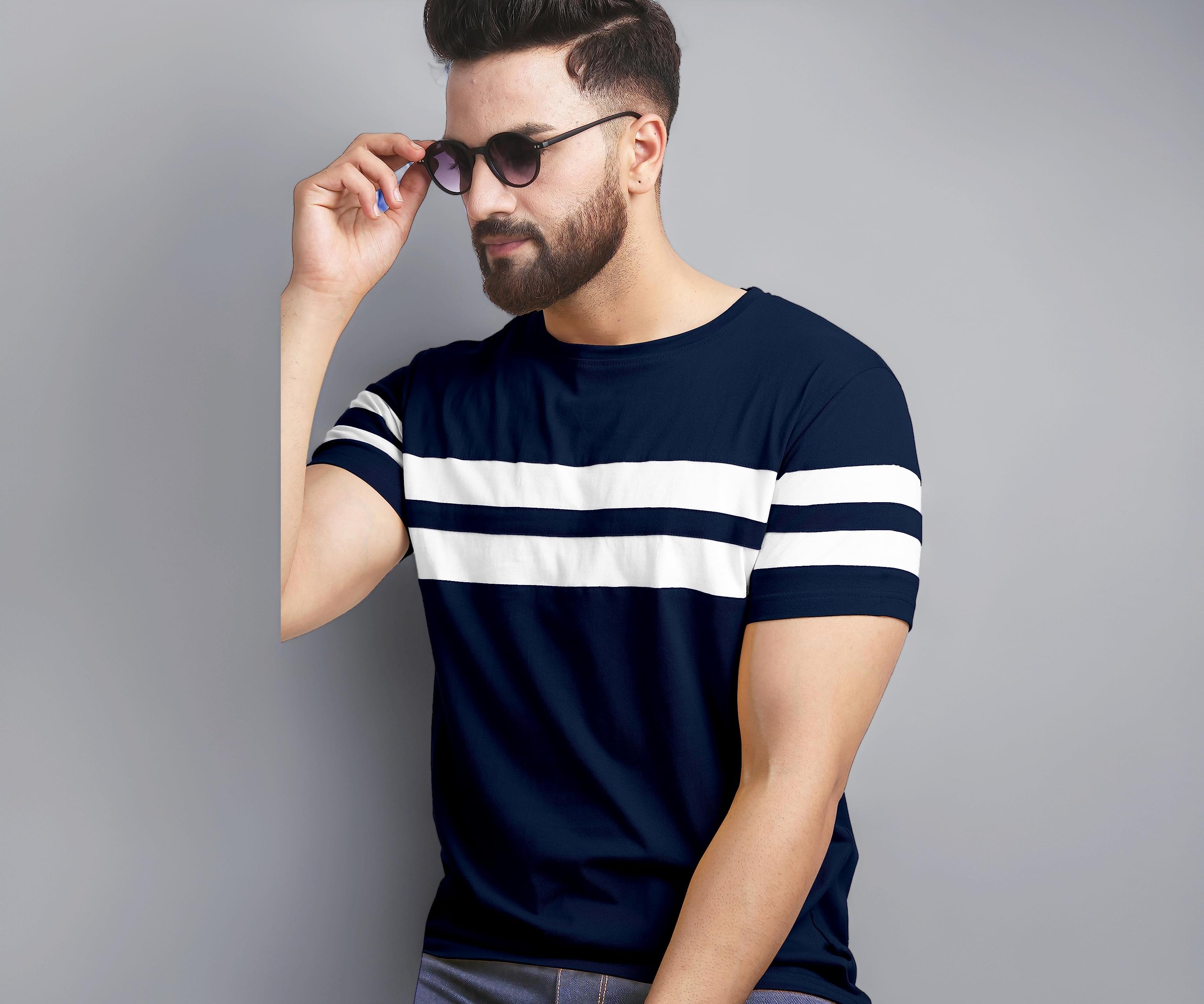 T-Shirt for Mens Double Stripes on Chest