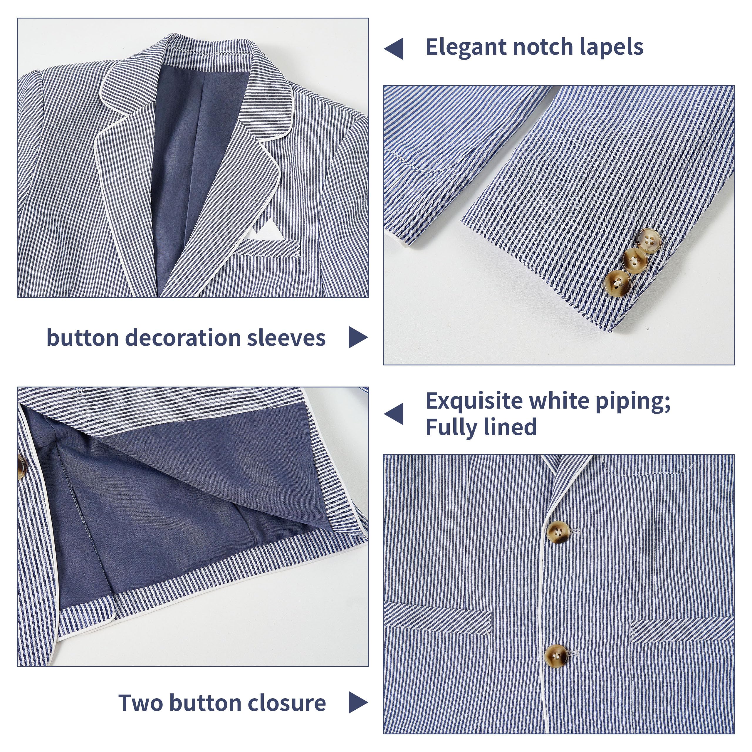 LOLANTA Seersucker-Blazer für Kinder gestreift elegante Jacke Jungen Sommer Casual 5-13 Jahre
