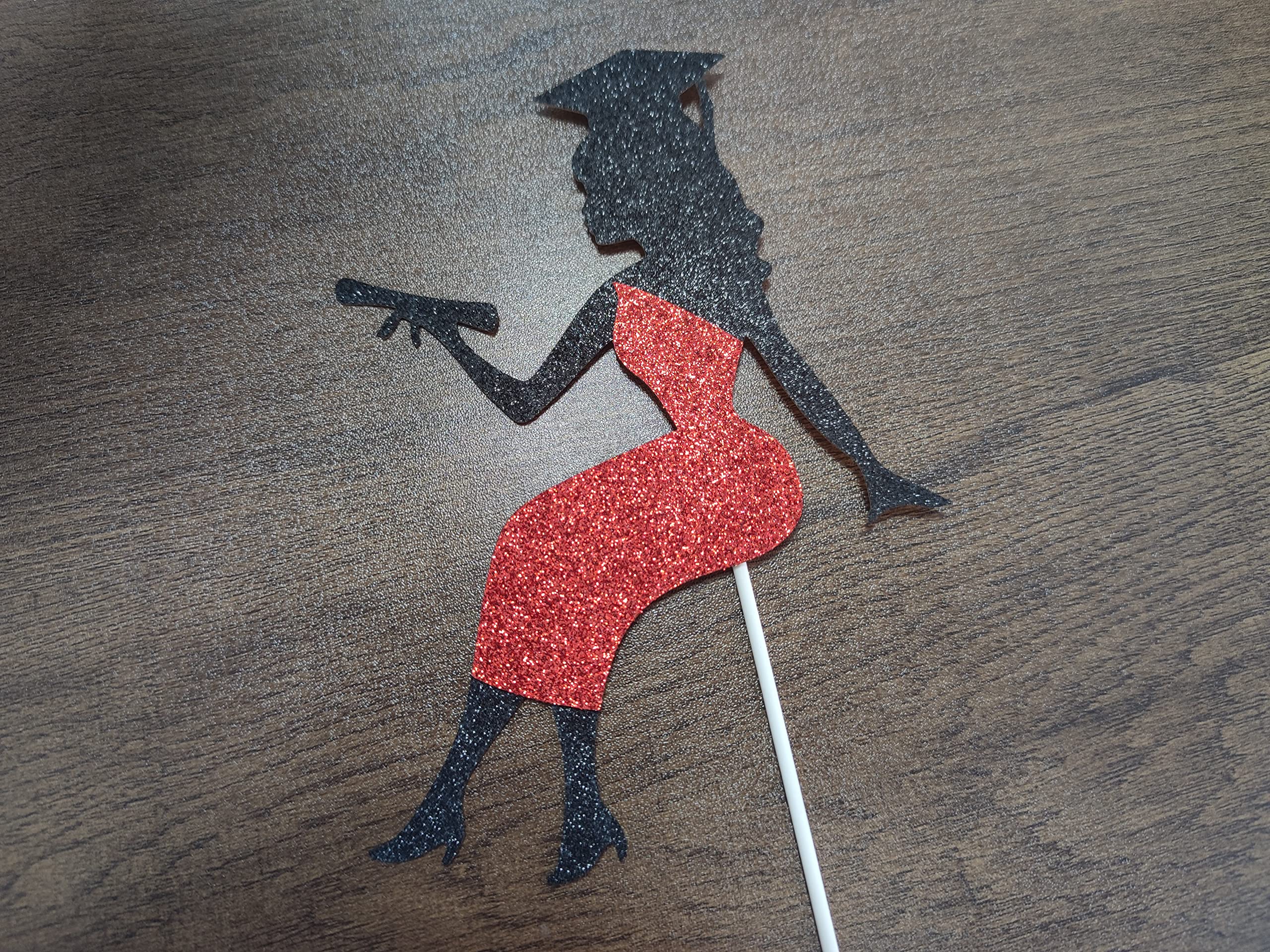 Class Of 2022 Graduation Cake Topper - Red & Black Glitter Decorations For Grad Party Supplies