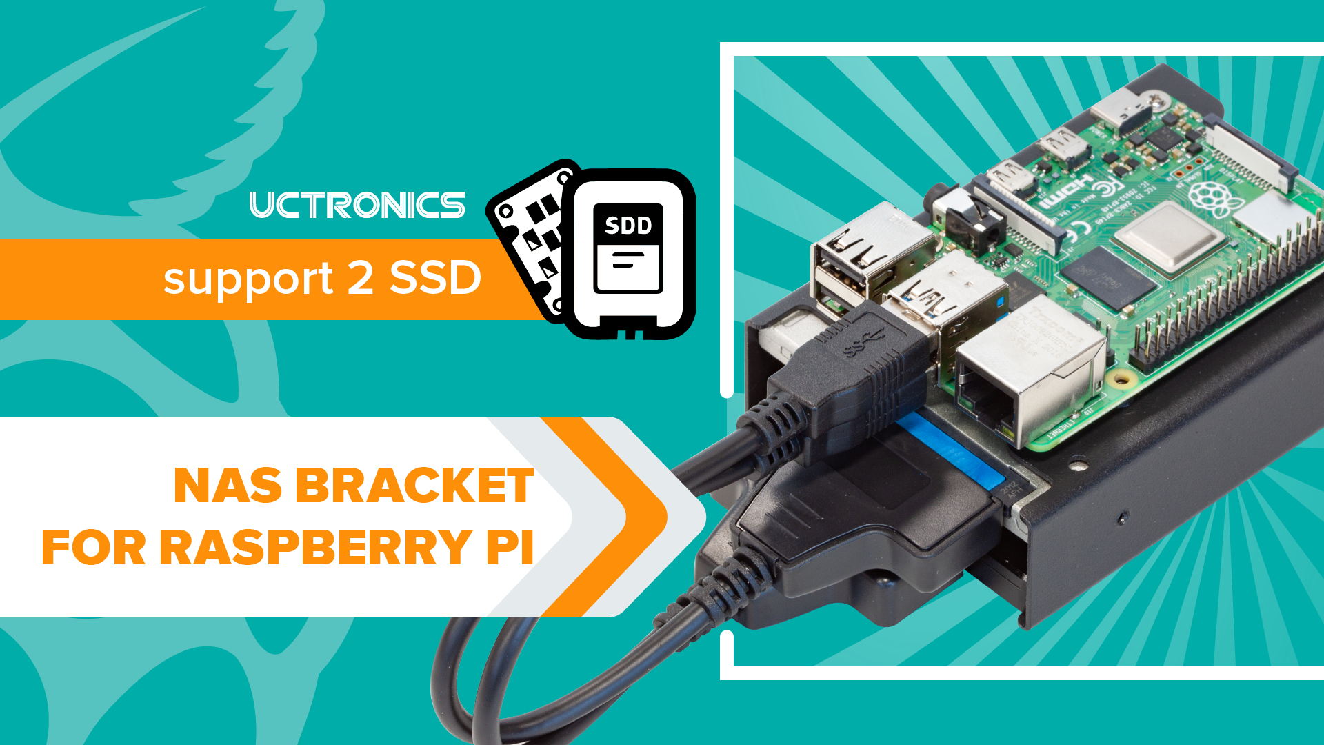 UCTRONICS for Raspberry Pi SSD Case, Supports 2 Units of 2.5” SSD