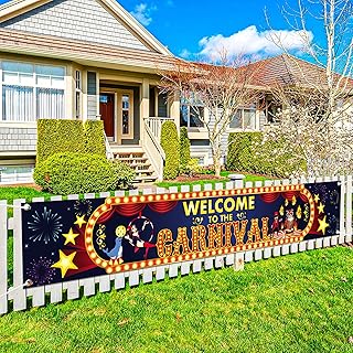 Katchon, Welcome To The Carnival Banner - Large, 120X20 Inch | Carnival Backdrop for Carnival Theme Party Decorations | Carnival Decorations for Event | Carnival Signs for Yard, Circus Decorations