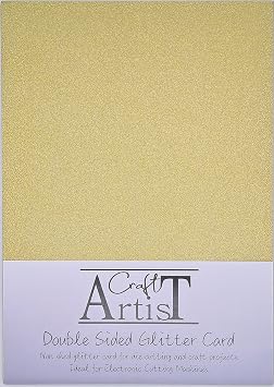 Craft Artist A4 Double-Sided Glitter Card Gold - 250GSM - Non Shed - Use with Cricut, Brother, Silhouette - for Paper Craft, Birthday Toppers, Home Decor, Stationary, Gold 10 Pack
