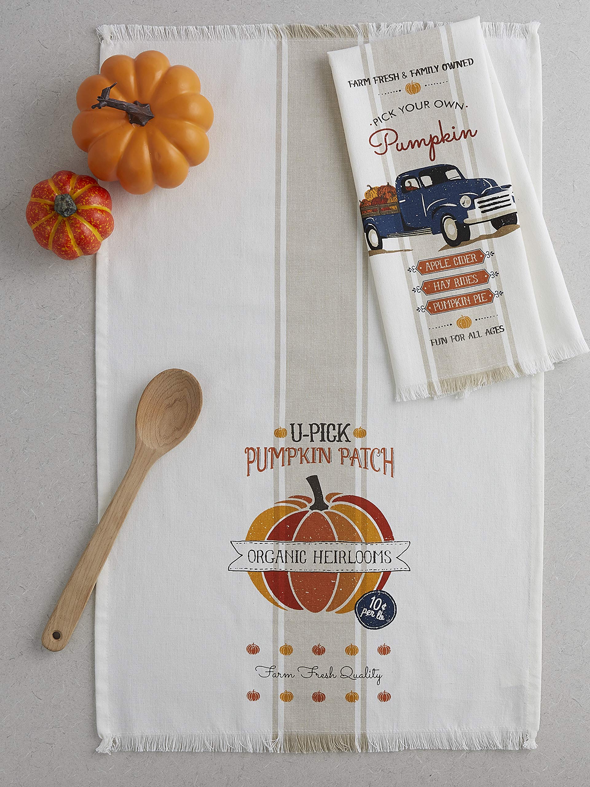 DII Fall Dishtowel Set, Cotton, Pumpkin Farm, Set of 2 - Image 2