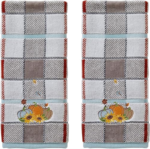 SKL Home Juego de toallas de mano de calabazas de otoñocosecha para bañococinabar y regalo, 16 x 25 pulgadas, gris, 2 unidades