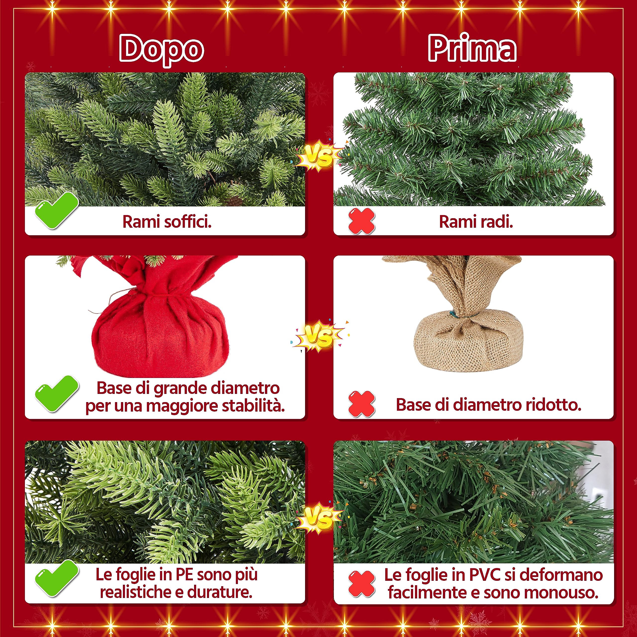 Yaheetech Mini Albero di Natale Artificiale Piccolo da Tavolo con Base Portatile in Miniatura Realistico Ornamenti per Casa Ufficio Interno (Verde, 91 cm)