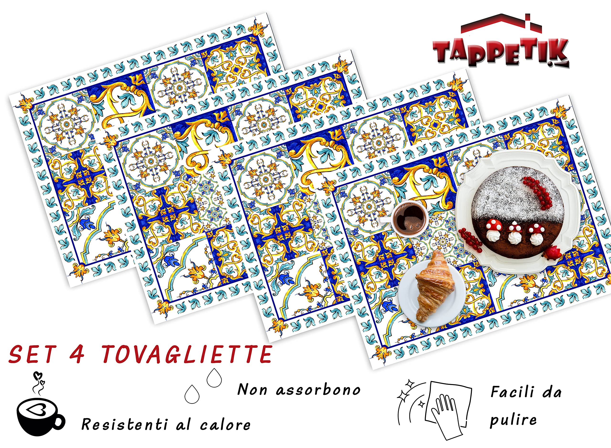 Set 4 tovagliette americane 33x45 cm, Diverse fantasie Ottima idea regalo (Tovaglietta K2)