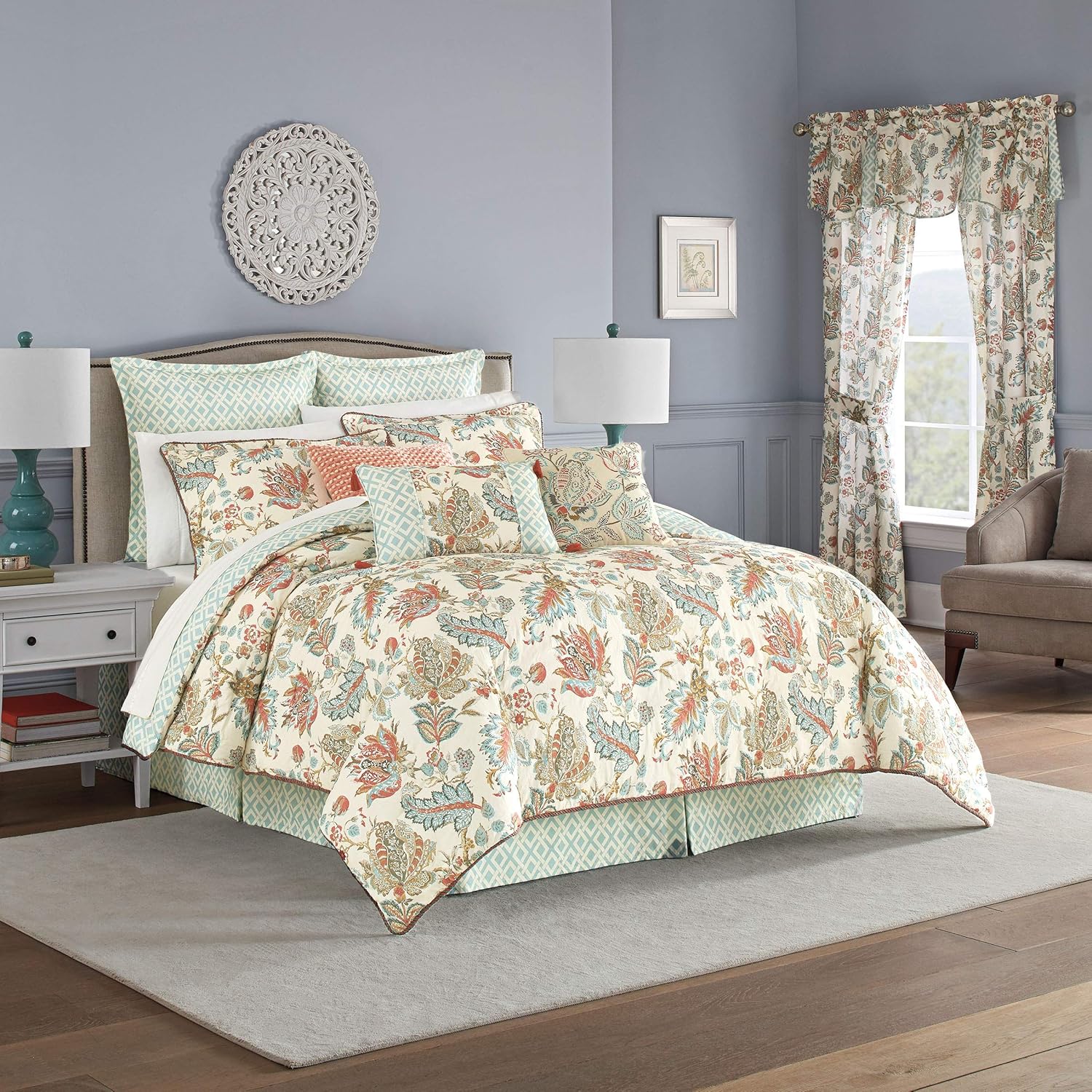 Waverly Comforter Set Brompton 4 Piece Bedding Set with 2 Coordinating Shams, King