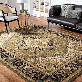 SAFAVIEH Heritage Collection Area Rug - 9' x 12', Green & Light Brown, H...