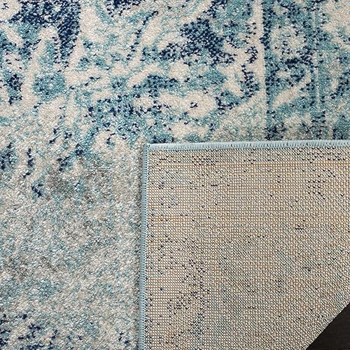 Miniatura 5 de SAFAVIEH Madison Collection - Alfombra de área de 5 pies 3 pulgadas x 7 pies 6 pulgadas, color marfil y azul, diseño de medallón bohemio, no