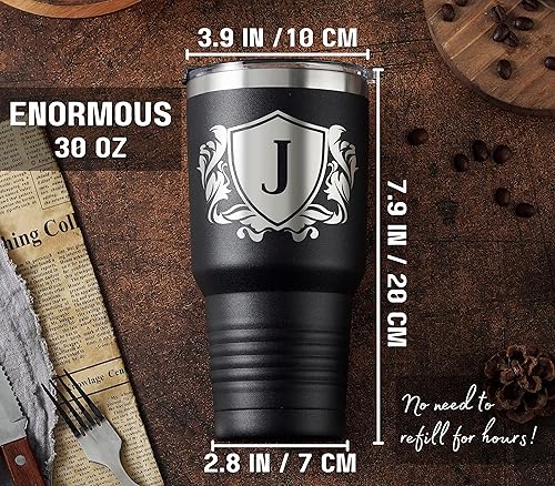 Miniatura 2 de Onebttl Regalos personalizados para hombres con inicial R, vaso de viaje con monograma para él, tazas de café personalizadas, regalos únicos de