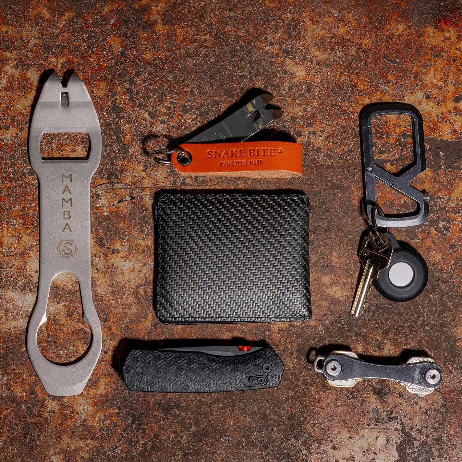 Original Snake Bite Bottle Opener Keychain – 100% USA-Made & Patented – Leather & Stainless Steel Beer Opener – Groomsmen Gifts, EDC Gadgets, Beer Keychain for Men by Snake Bite Co. (Tan Leather)