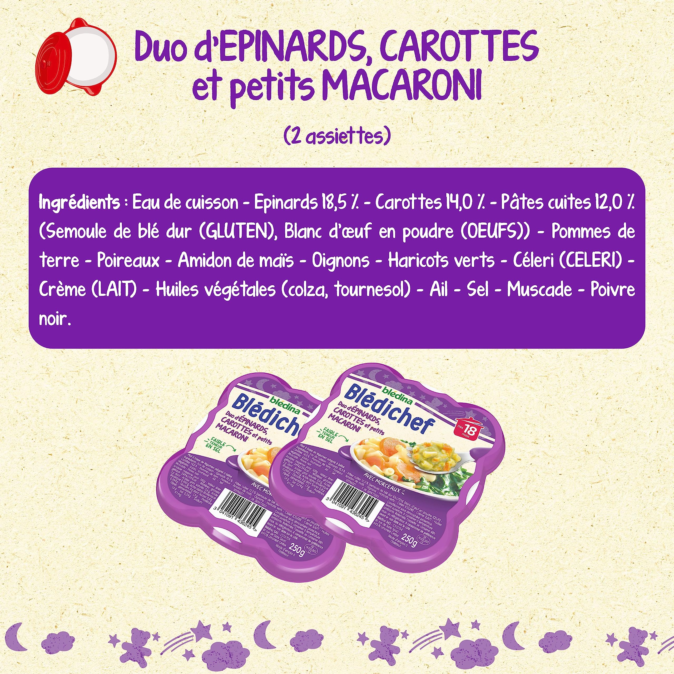 Blédina - Blédichef - 8 petits plats pour bébé - Repas midi et soir - Dès 18 Mois - 5 recettes - Pack de 8