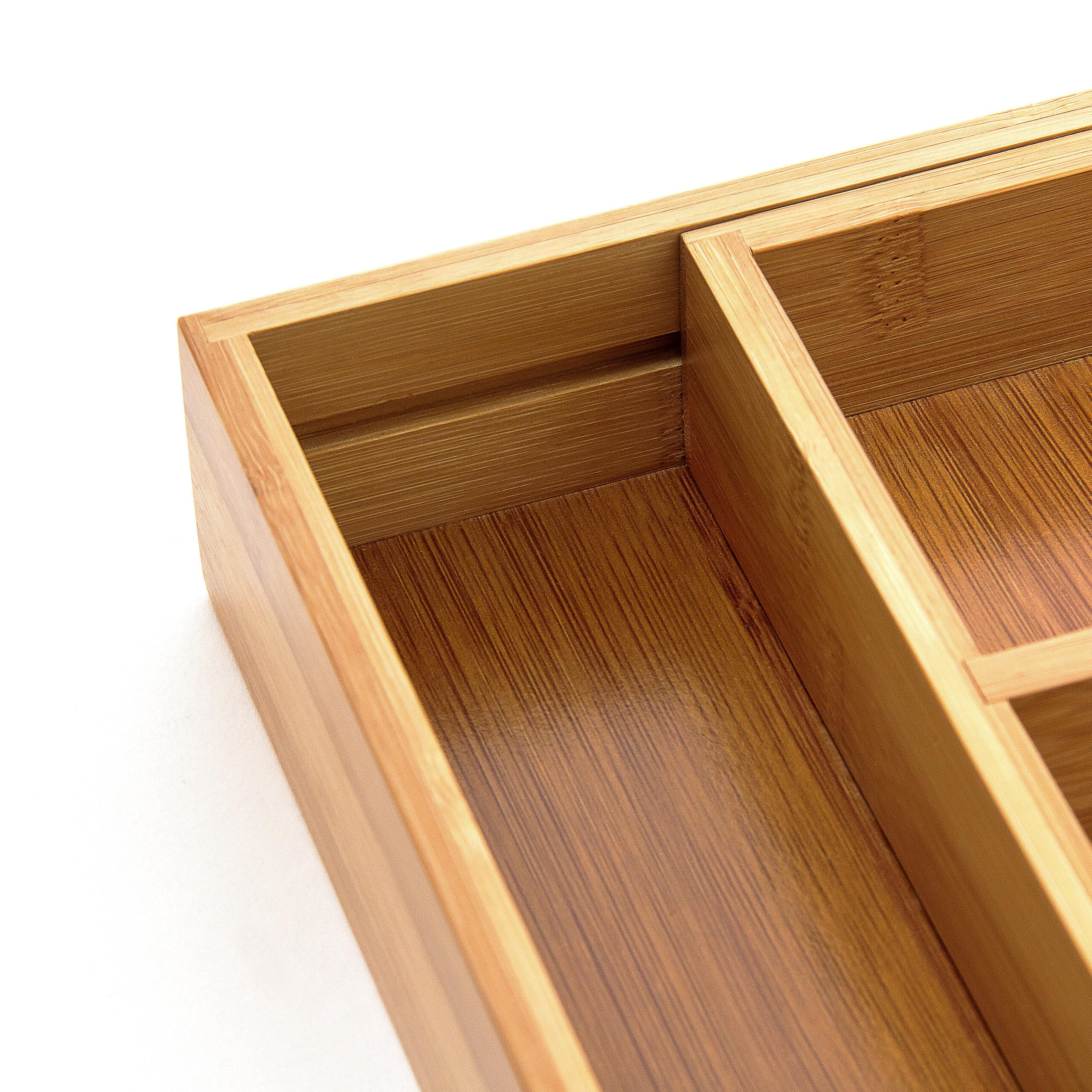 Relaxdays Portaposate estensibile HBT 5 x 48,5 x 28 cm, inserto per posate in bambù con 5-7 scomparti come organizer da cucina e inserto per cassetti, portaposate di facile manutenzione per tutti i cassetti, naturale