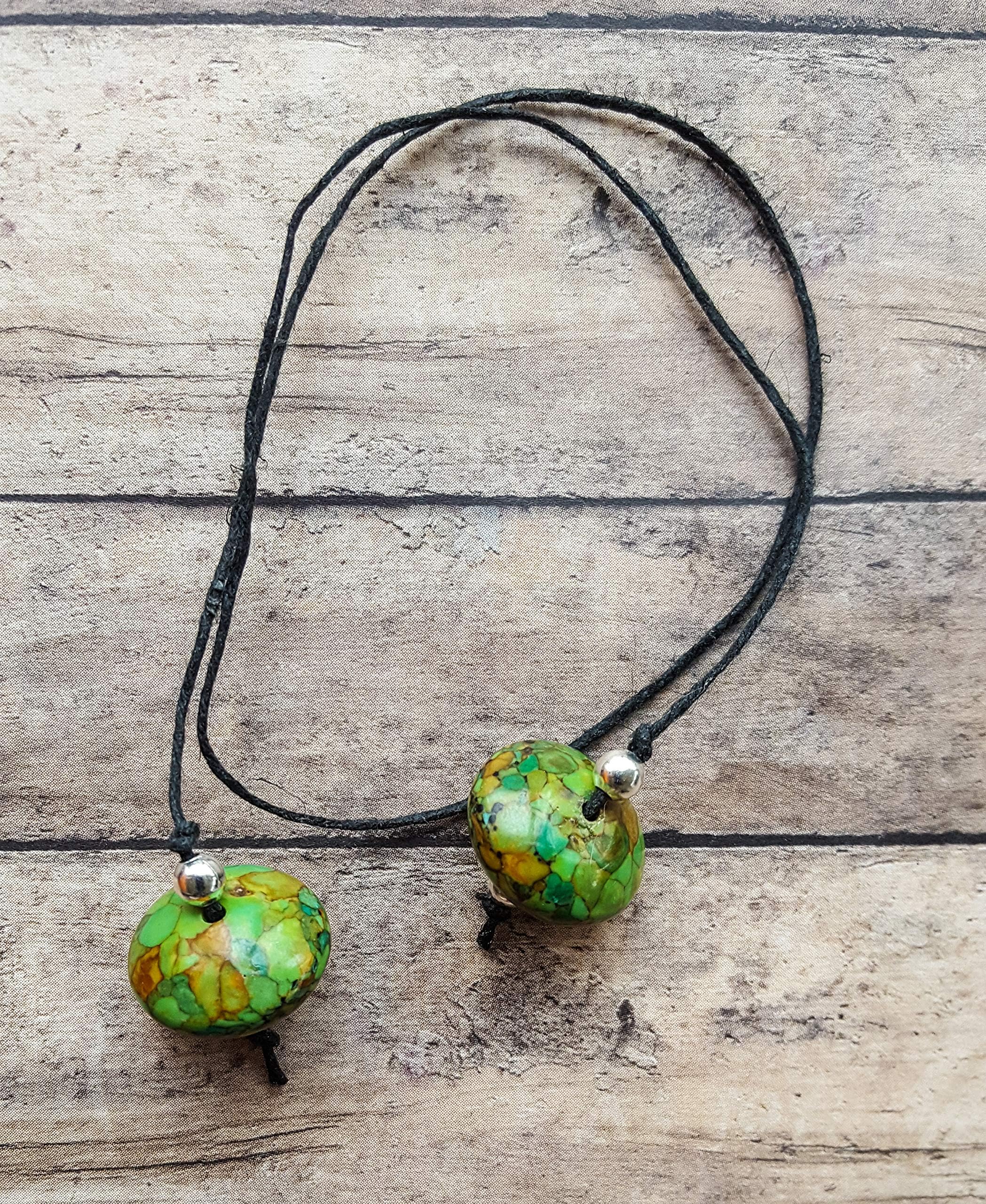 Beaded Handmade Book Thong with Green Stone Beads | Bookmark | Unique | Book Jewelry | Notebook | Journal | Planner | Bookworm