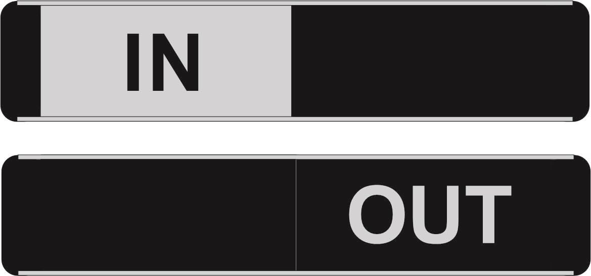 SECO IN/OUT Sliding Door Sign for Meeting Rooms - 255 x 52mm - Aluminium & PVC