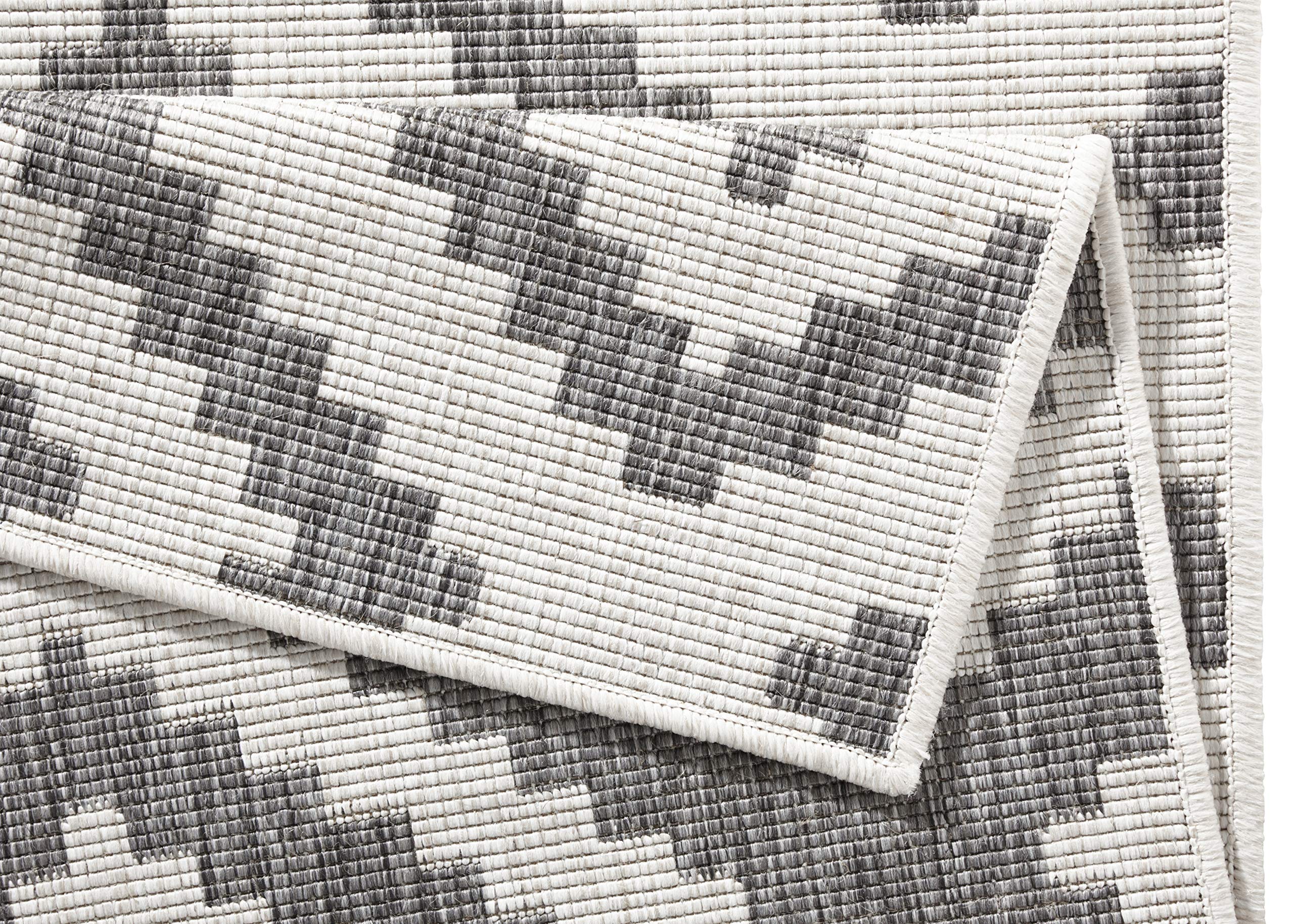 NORTHRUGS Tapis d'extérieur réversible Malte résistant aux intempéries - Motif géométrique Moderne - pour Balcon, terrasse, Jardin, Jardin d'hiver, Salon - en polypropylène imperméable - Gris/crème -