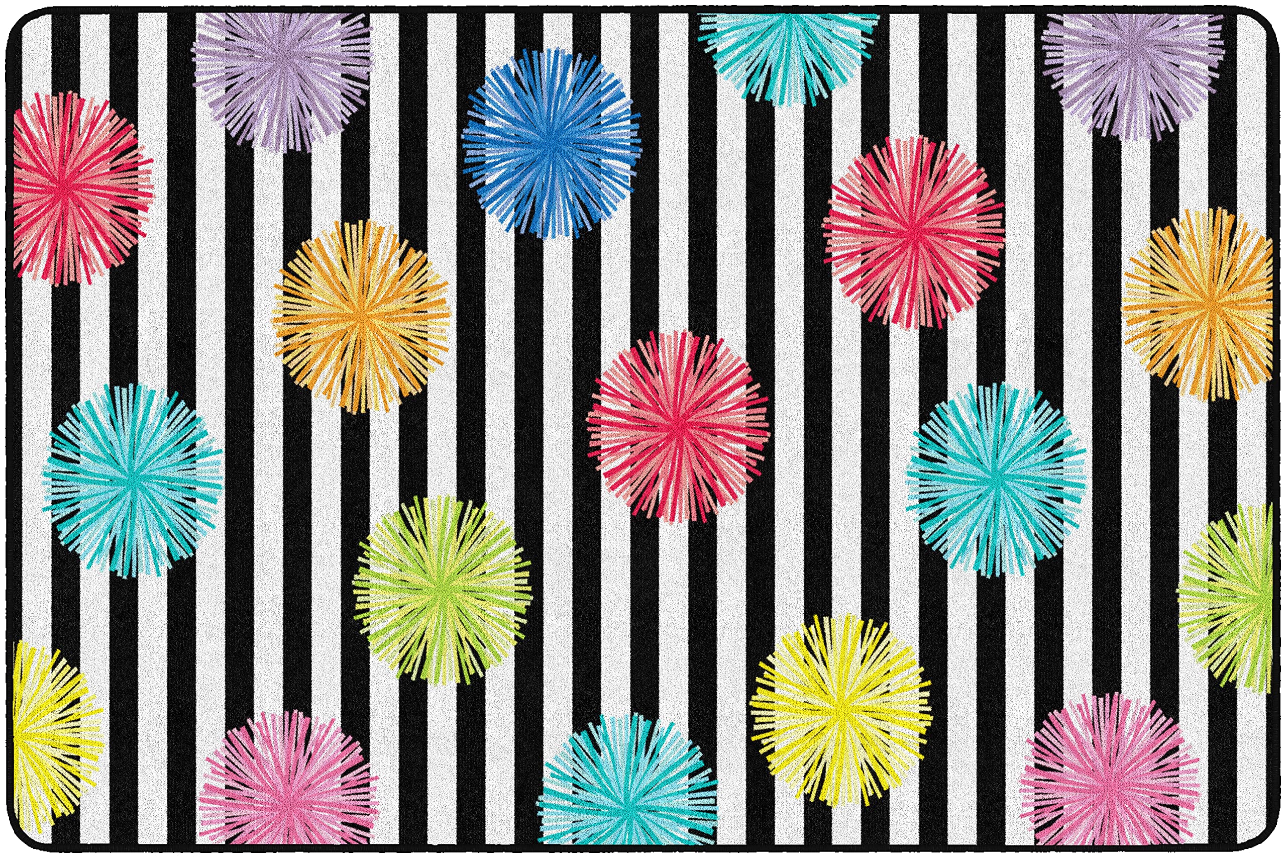 Flagship Carpets Schoolgirl Style Just Teach Poms Classroom Area Rug for Indoor Classroom Learning or Kid Bedroom Educational Play Mat, 5'x7'6