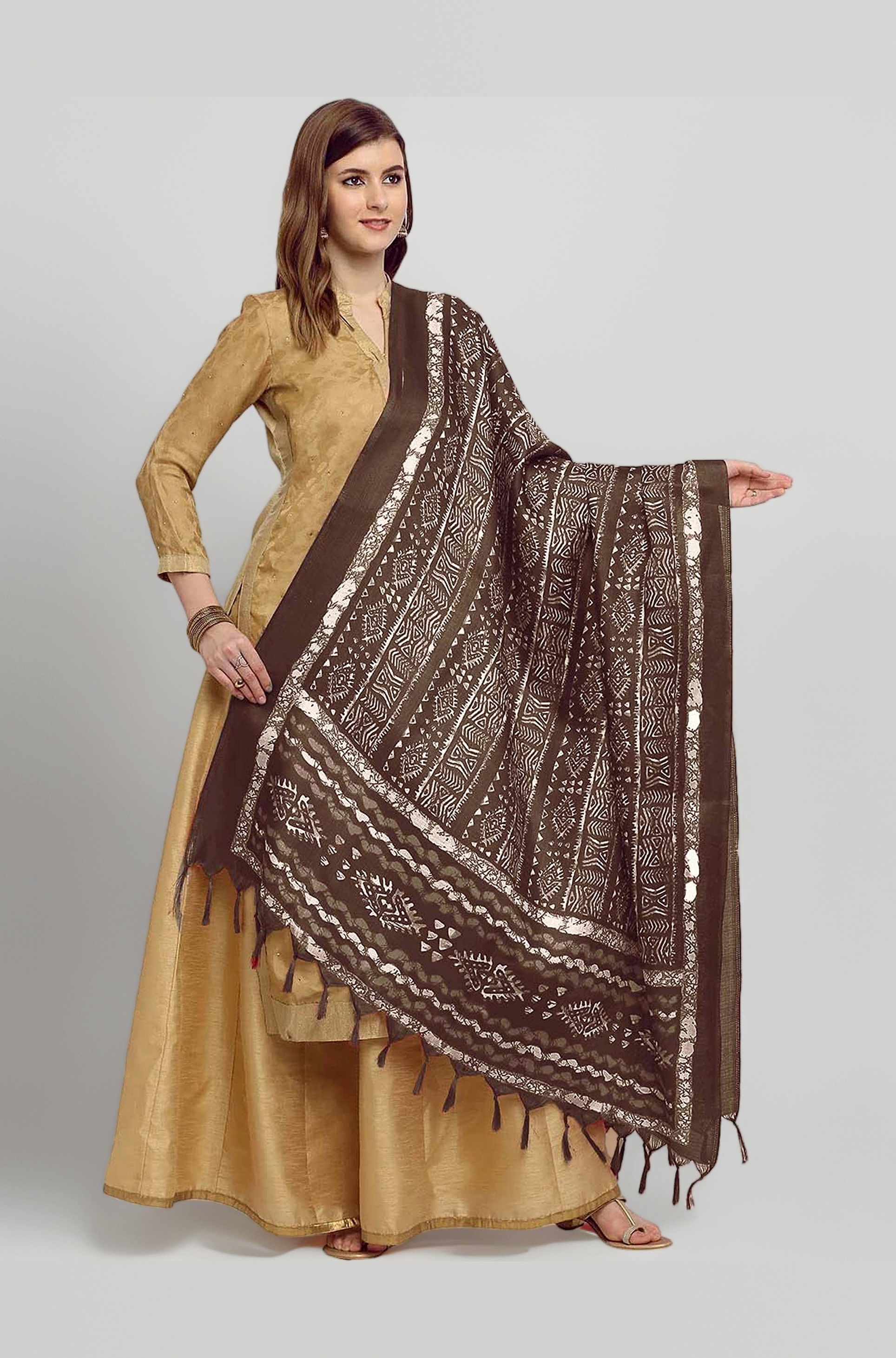Women's Block Printed Cotton Silk Dupatta