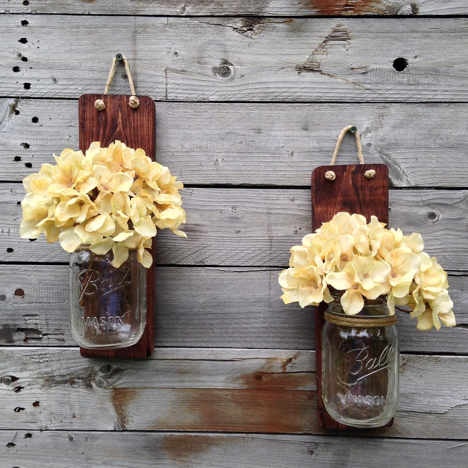 Rustic Mason Jar Wall Sconce Set of 2, With or Without