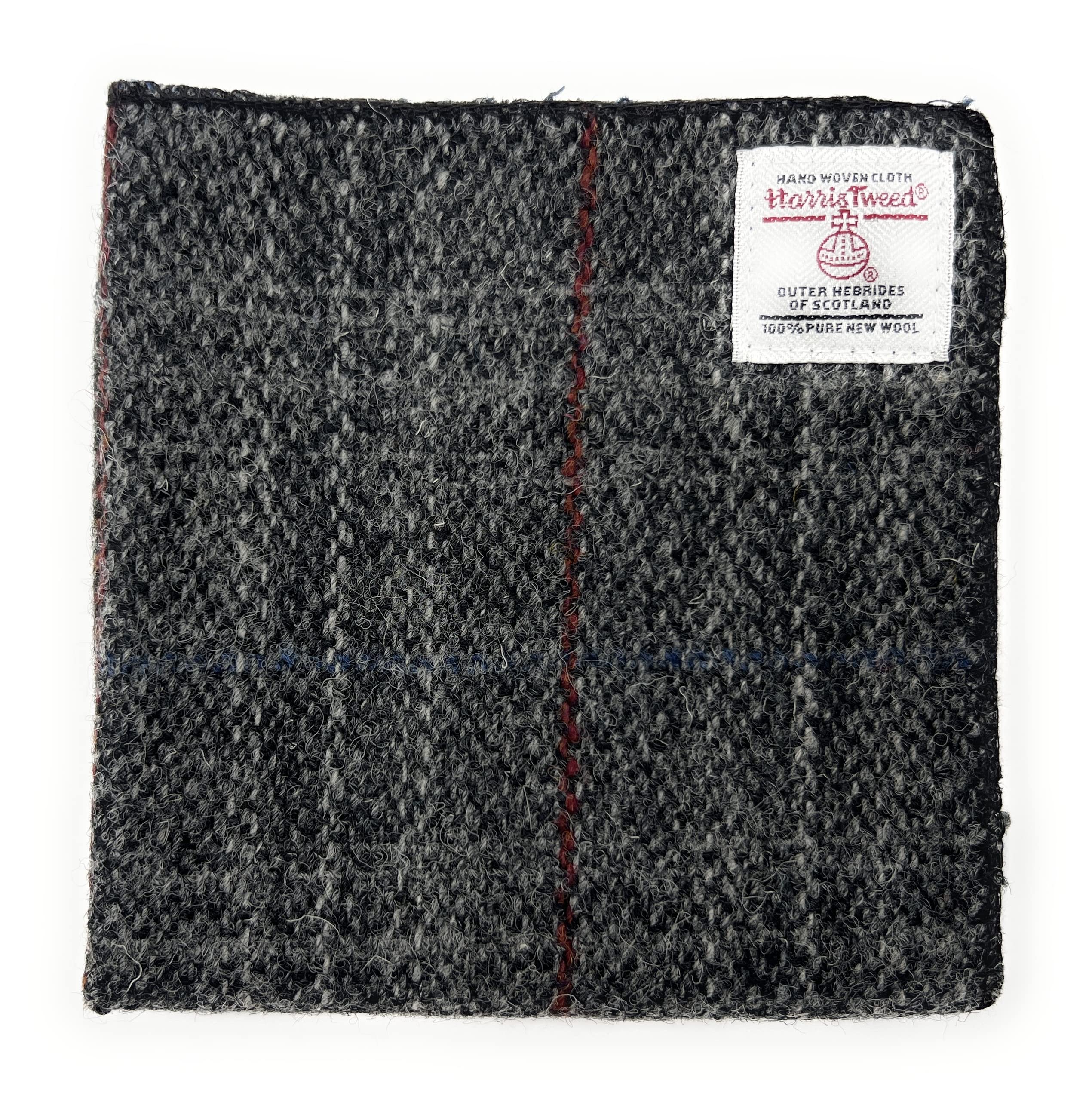 Tartan Tweeds Men's Grey Check Harris Tweed Handmade Pocket Square Handkerchief (Grey Check)