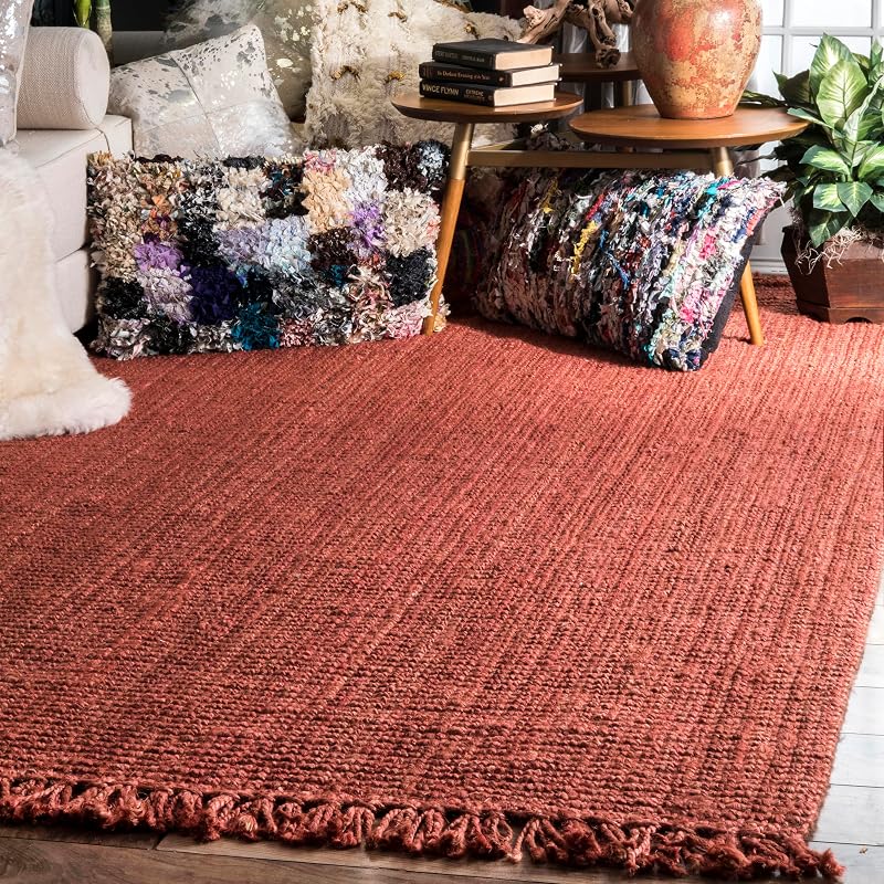 nuLOOM Daniela Farmhouse Chunky Jute Area Rug, 5x8, Terra