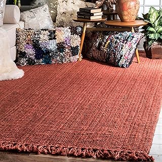 nuLOOM 5x8 Daniela Jute Tassel Hand Woven Area Rug, Brick, Solid Chunky ...