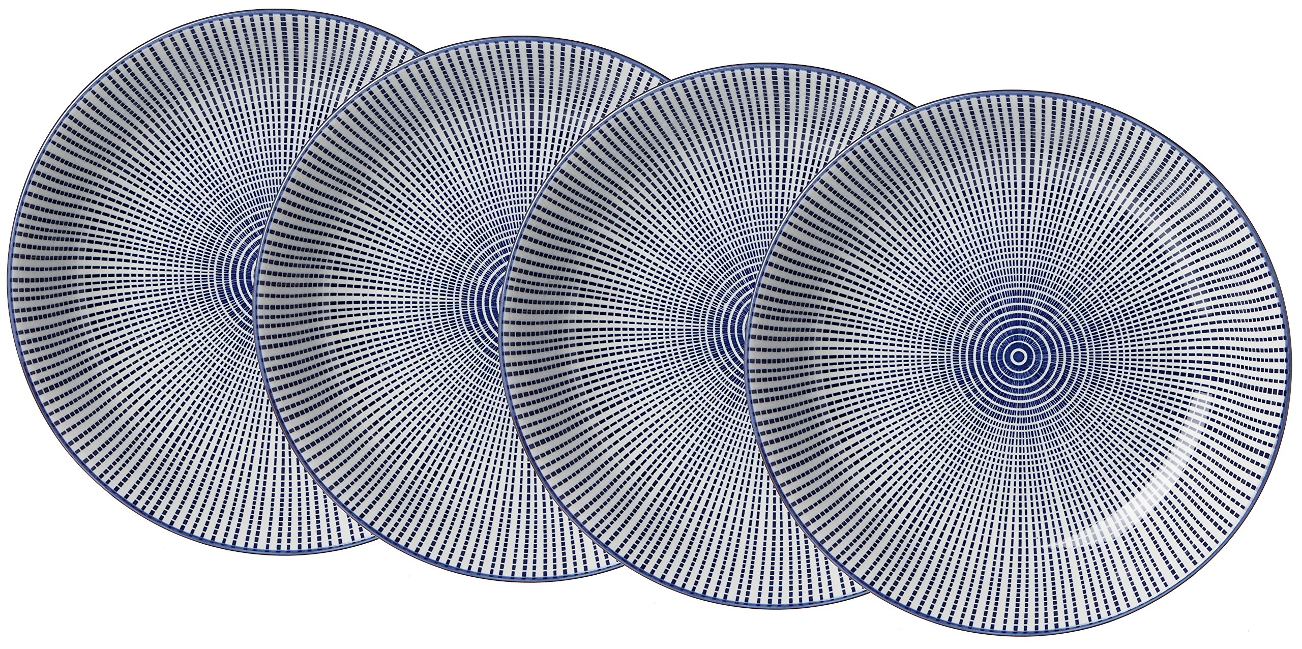 Ritzenhoff & Breker Assiettes Creuses Kit Royal Makoto, 4 pièces, 20,5 cm Diamètre, Porcelaine, Bleu/Blanc
