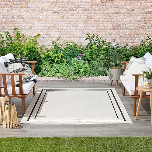 Vista 4 de Nourison Home Essentials - Alfombra contemporánea de 5 x 7 pies, color marfil/negro