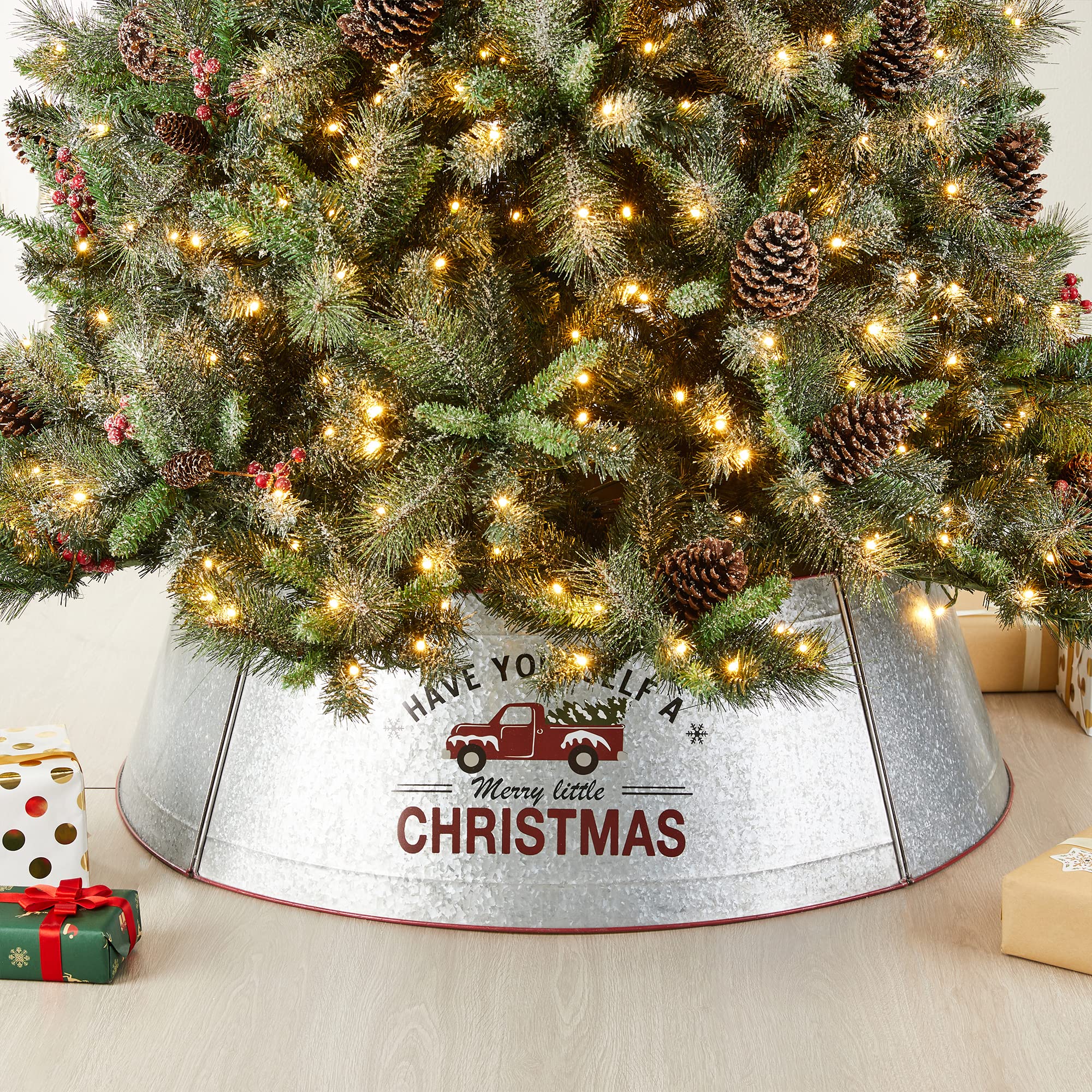 Glitzhome GH31076 Décoration réglable en métal galvanisé pour Sapin de Noël Argenté Taille L 102,9 cm