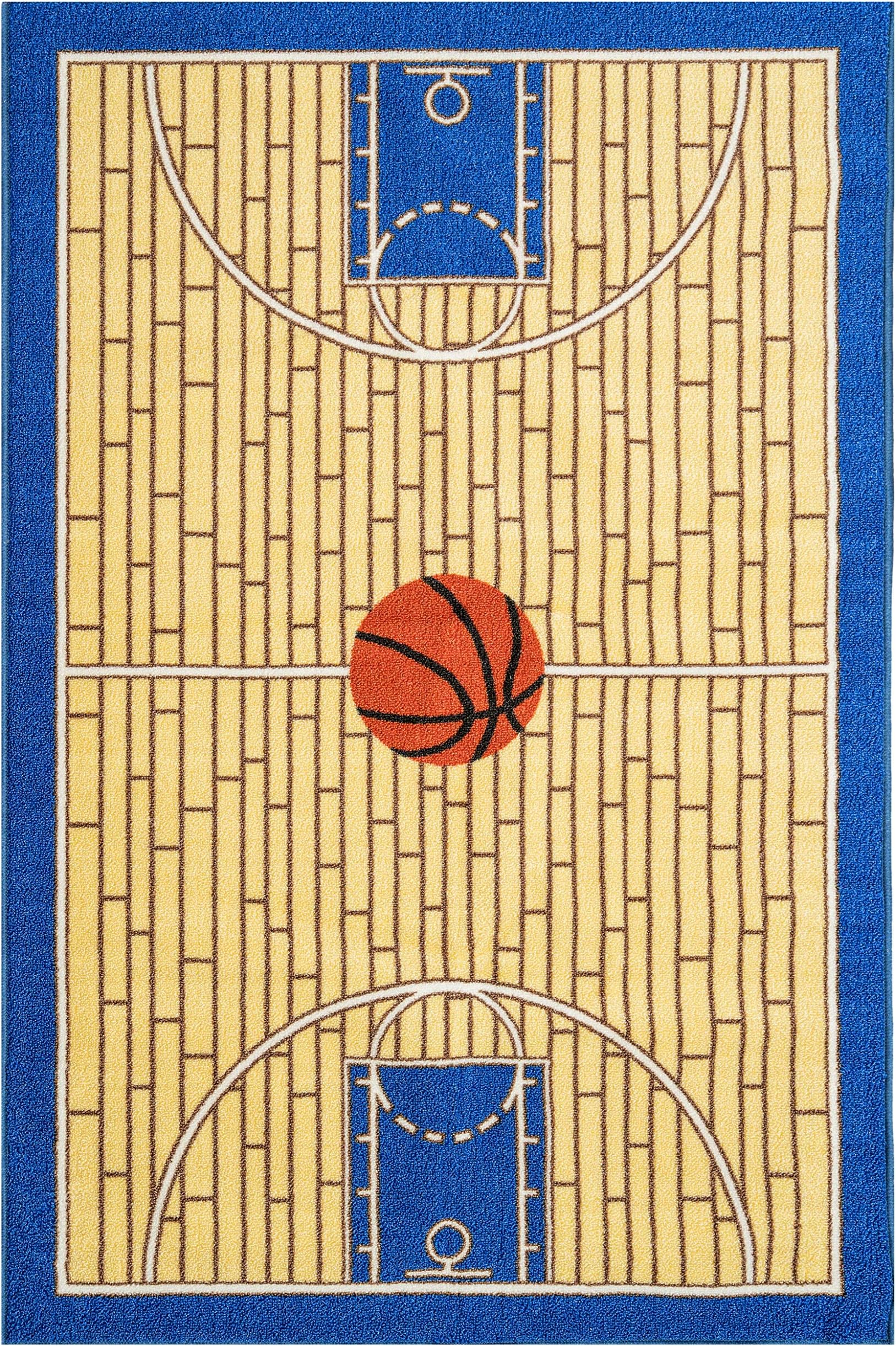 Furnish my Place695 Basketball Blue Kid Play Area Rug for Bathroom | Playroom & Kindergarten Classroom | Basketball Court | Modern Decor | Blue (7'10"x11')