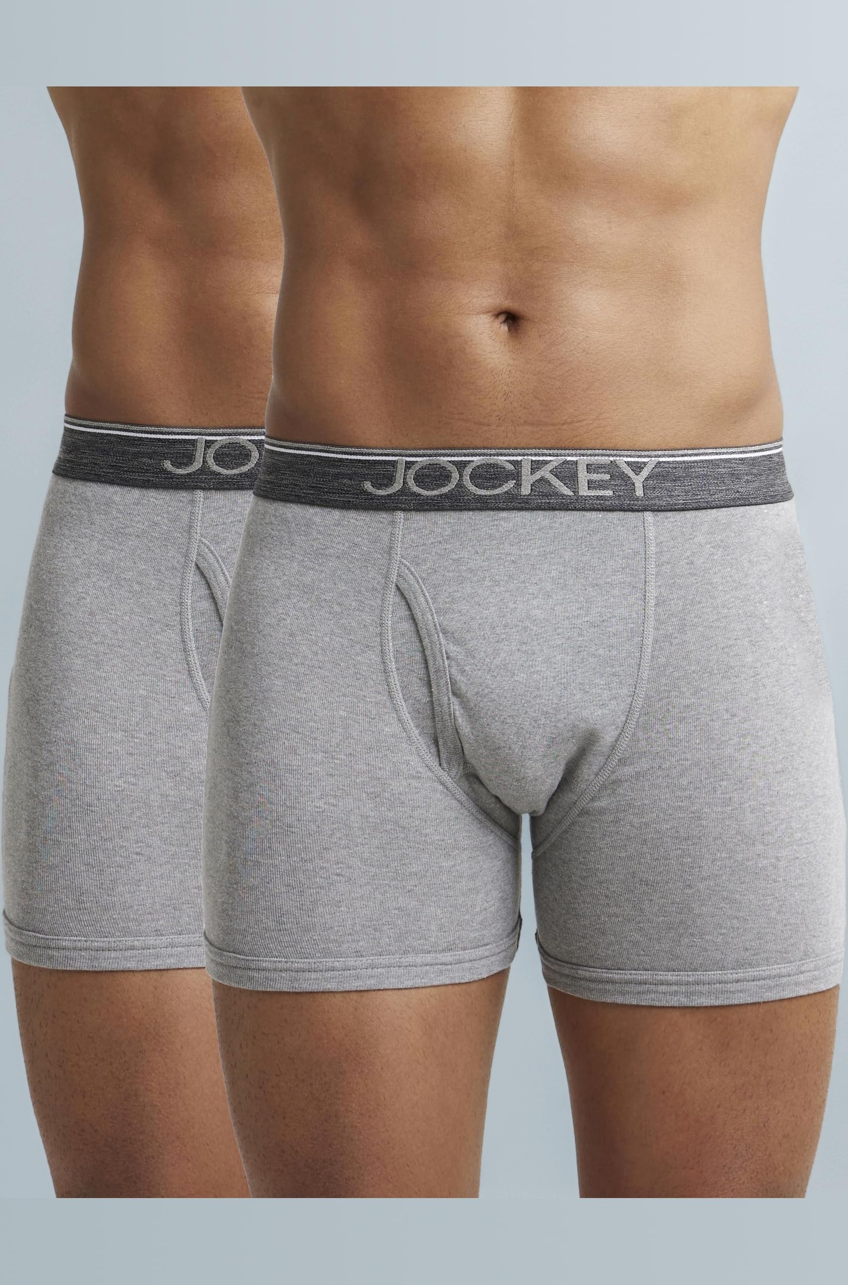 8009 Men's Super Combed Cotton Rib Solid Boxer Brief with Ultrasoft Waistband (Pack of 2)