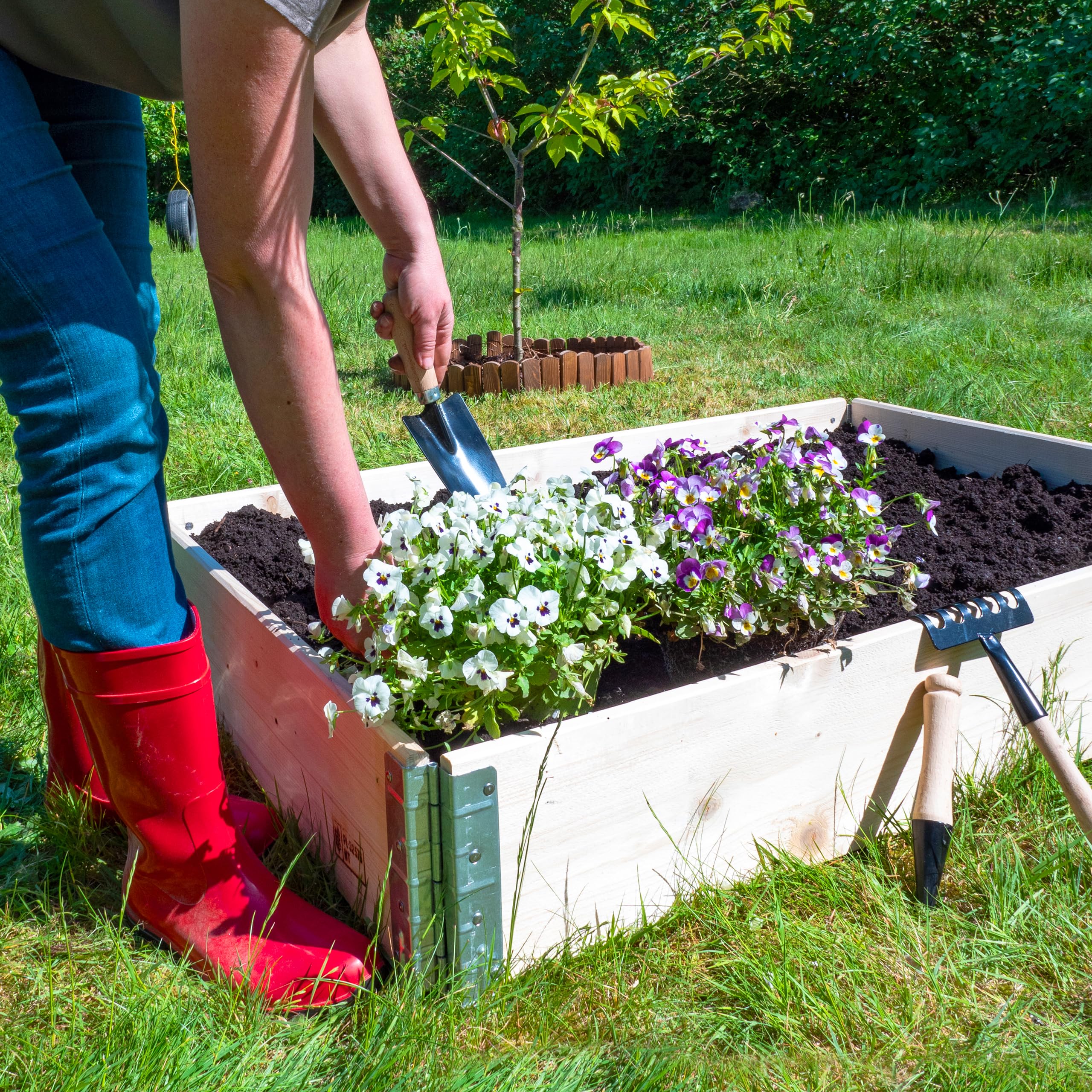 Garronda Doppia Zappa da Giardino a Forma di Cuore con Tridente Piccola Zappa con Rastrello GD-0007 (Zappetta per erbacce: nera, a forma di cuore)