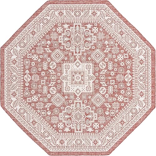 Miniatura 361 de Rugs.com Outdoor Aztec Collection Alfombra – 4 x 6 pies alfombra de tejido plano gris carbón perfecta para salas de estar, grandes comedores, planos