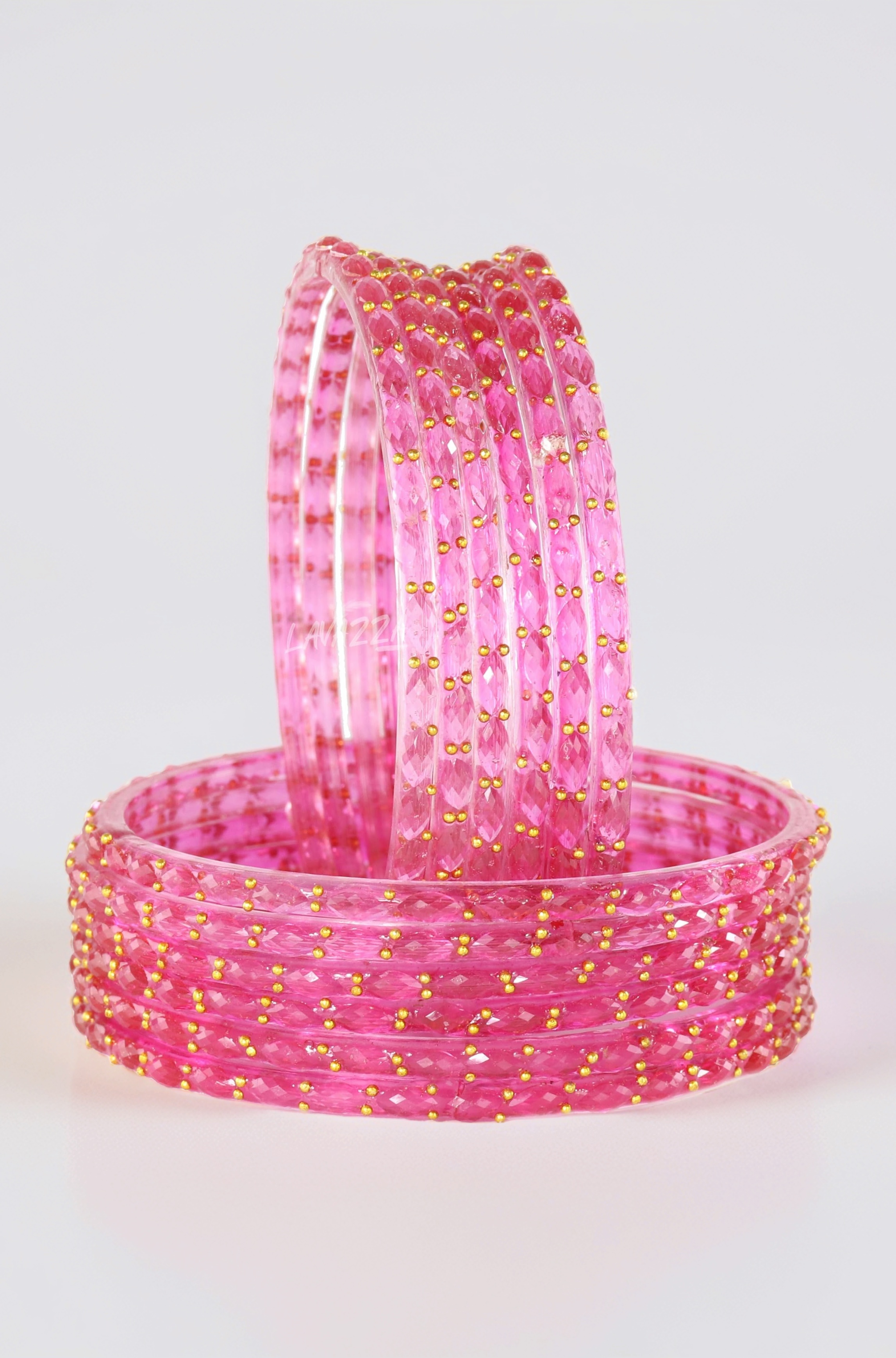 Raindrop Glass Bangles Set For Women & Girls with Zircon Diamond Stone & Beads | Trendy Transparent Crystal Glass Bangles | Fancy Kanch ki Chudi Set | Bangles for Wedding, Party- Set of 12