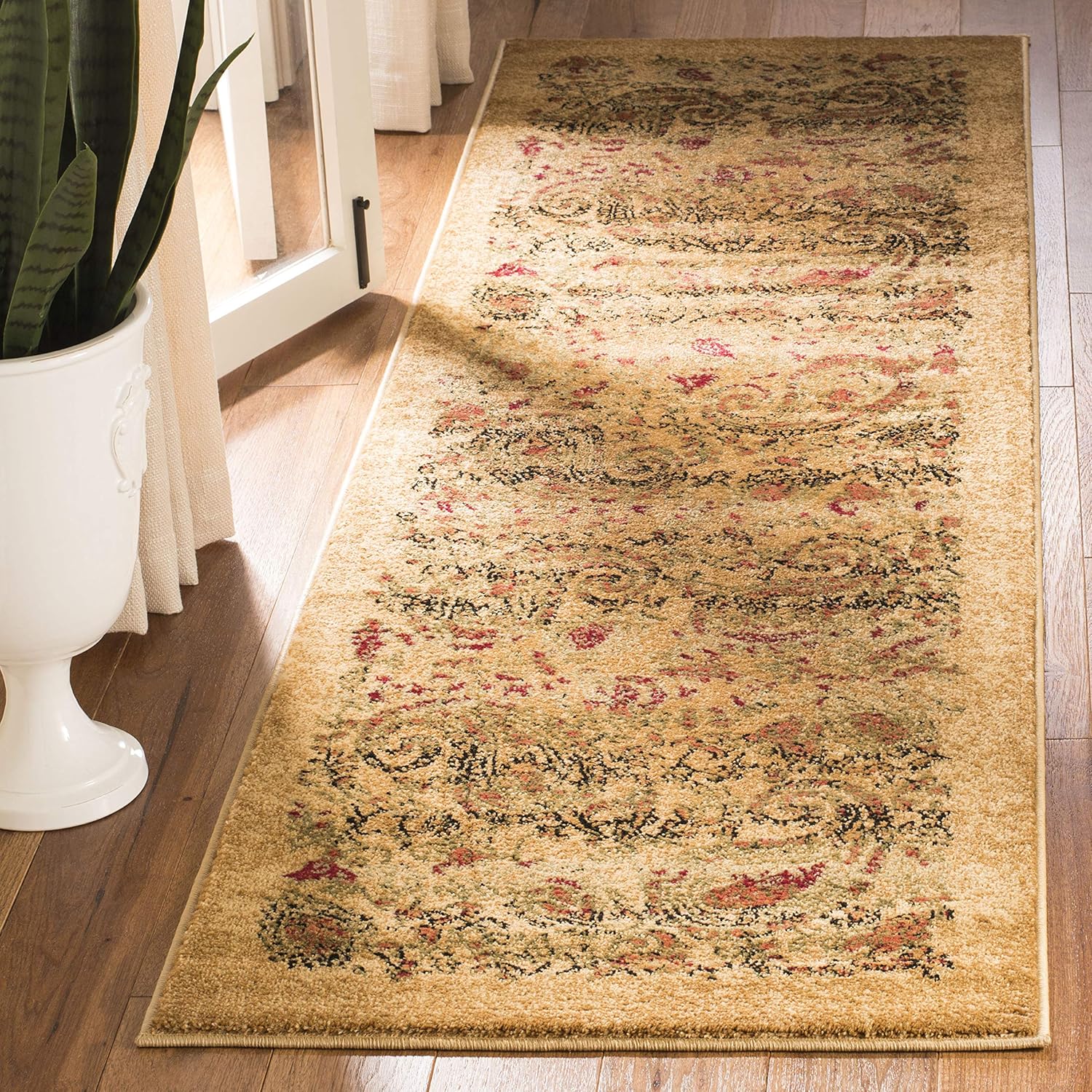 SAFAVIEH Lyndhurst Collection Runner Rug - 2'3" x 8', Beige & Multi, Traditional Paisley Design, Non-Shedding & Easy Care, Ideal for High Traffic Areas in Living Room, Bedroom (LNH224A)