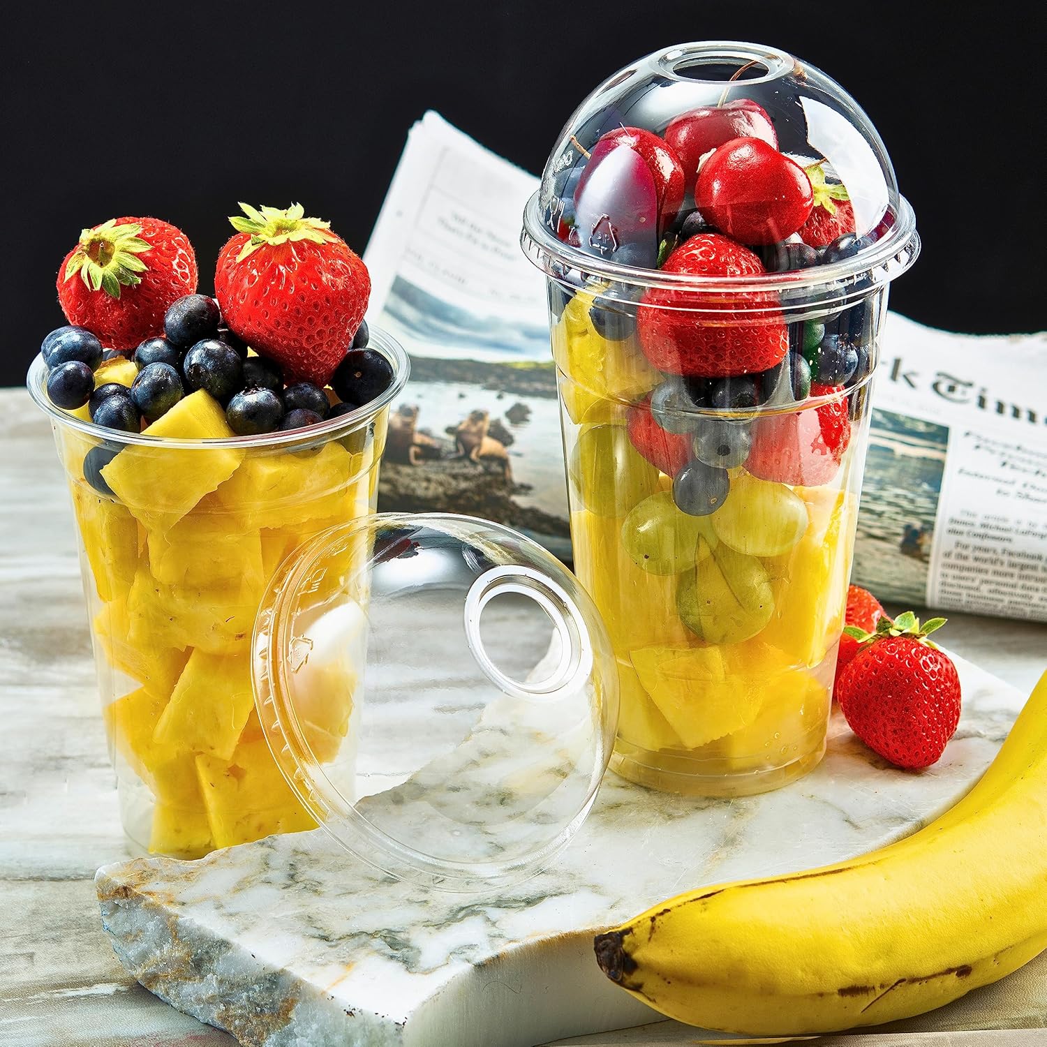 Green Direct 20 oz. Clear Disposable Plastic Drinking Cups With Lids Ice coffee, Bubble Boba Tea Cups for Cold Drinks, Smoothie Pack of 50 - Image 6