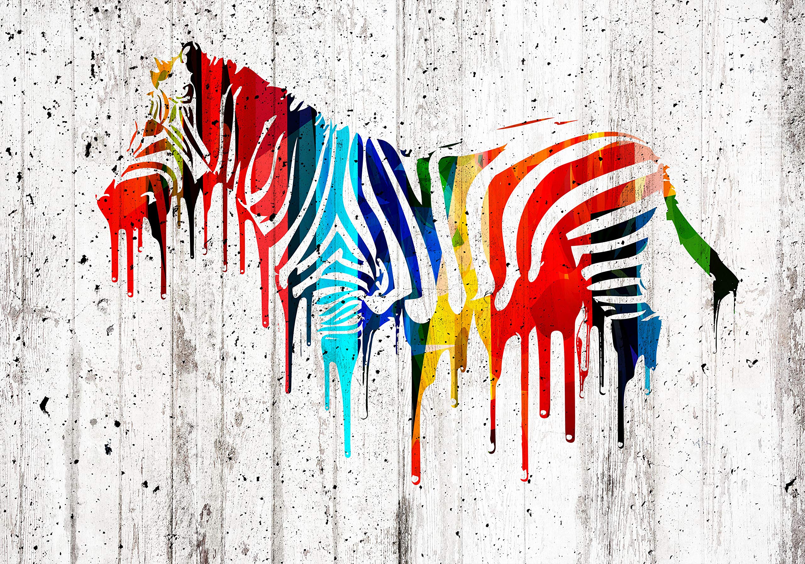 decomonkey Premium Fototapete Graffiti Steinwand, 350x256 cm, XXL, Zebra | Vlies, Schlafzimmer, Wohnzimmer, Design, Tapete, Fototapeten, Tapeten, Vliestapete, Wandtapete, moderne, Wand