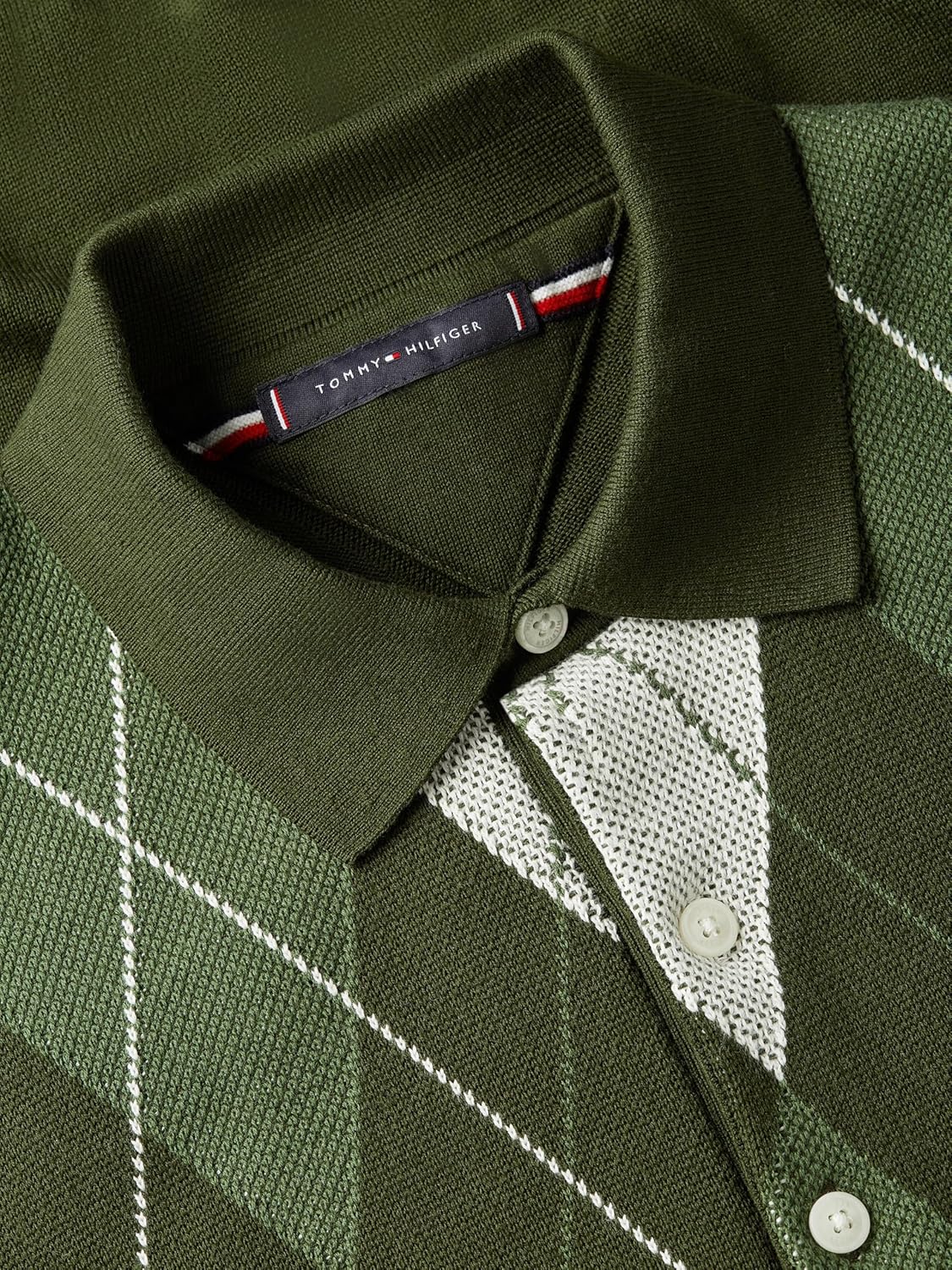 Tommy Hilfiger Men's Cotton Argyle Long Sleeve Pullover Sweater Polo