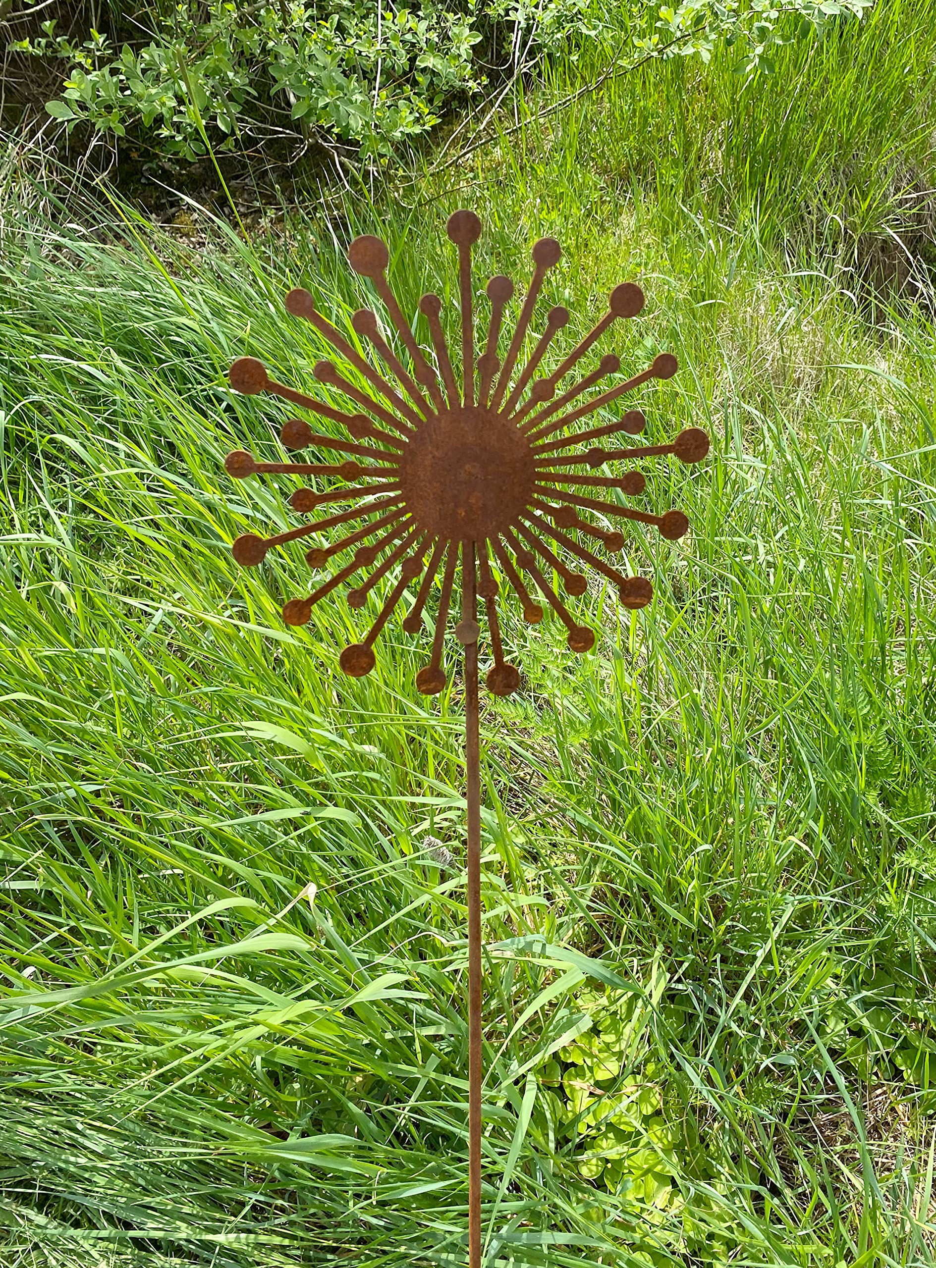Gartenstecker Pusteblume Aus Edelrost – Rustikale Gartendekoration Mit 30 Cm Blüte & 115 Cm Gesamthöhe | Handarbeit