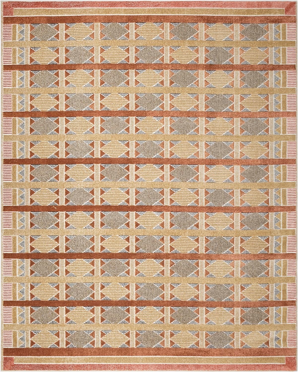 Nourison Home Nordic Rust Multicolor 8' x 10' Area Rug - Easy Clean, Non Shedding, Bed Room, Living Room, Dining Room, Kitchen (8' x 10')