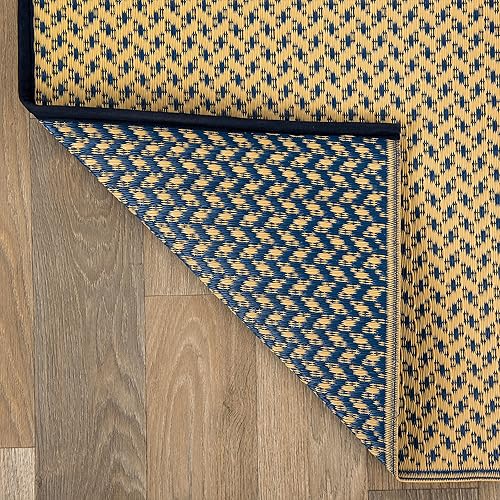 Miniatura 5 de Rugshop Elba contemporánea - Alfombra de plástico reciclado de alta calidad, reversible, enjuagable, impermeable, 3 x 5 pies, color azul marino