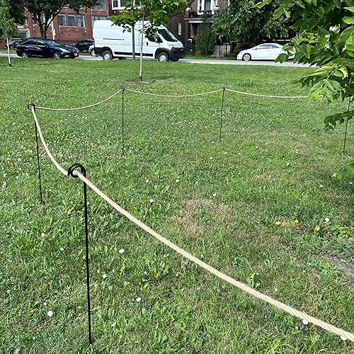 Miniatura 6 de Postes de cuerda individuales de 42 pulgadas, estacas para crear un borde de cuerda alrededor de macizos de flores, árboles, caminos de jardín,