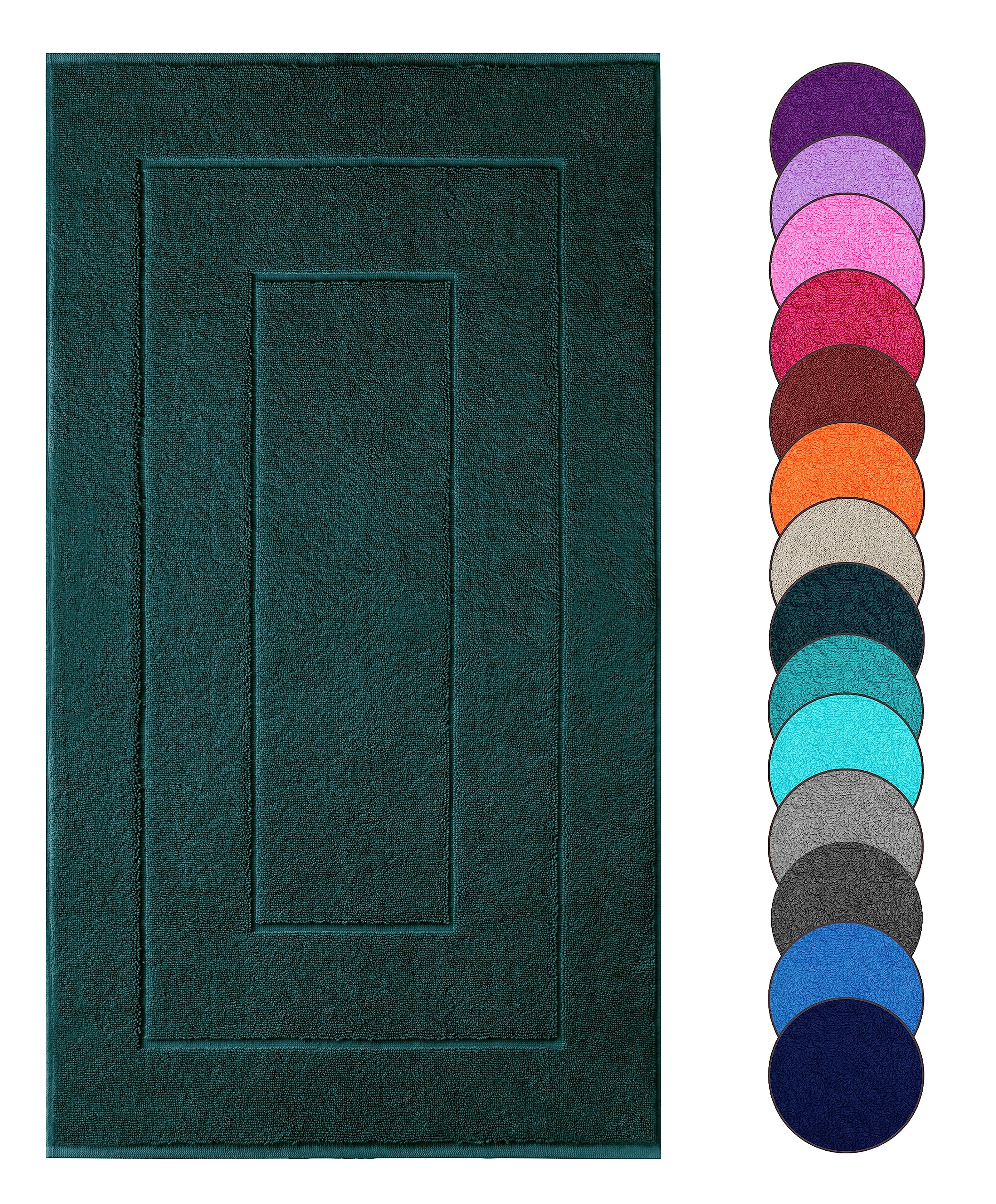 Lashuma Badematte London – 50x80 cm, dunkelgrün, Frottee, 5 mm Höhe, schnell trocknend